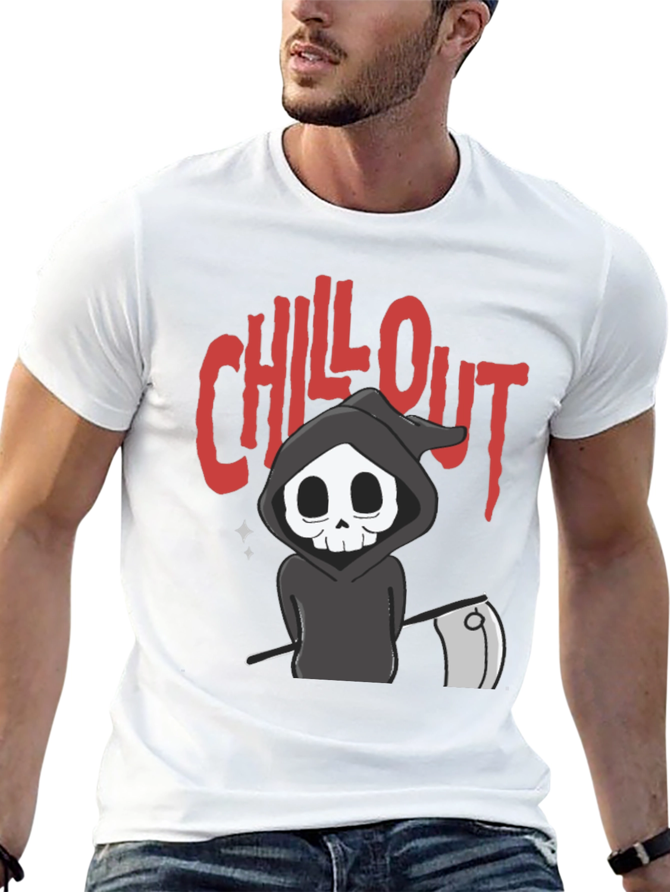 Black Chill Out Grim Reaper Graphic T-Shirt view 13