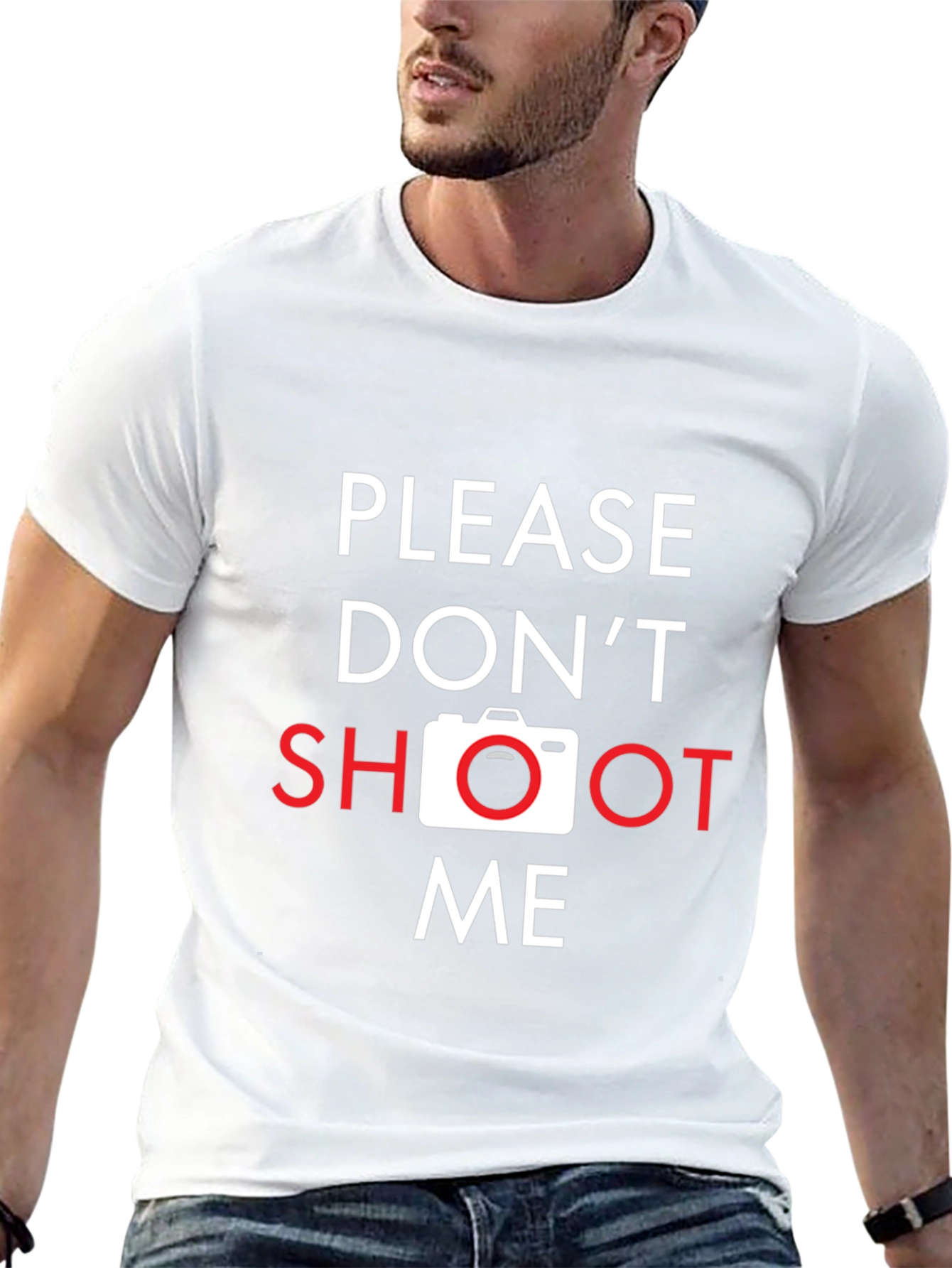 Black Please Don't Shoot Me Camera Graphic T-Shirt view 13