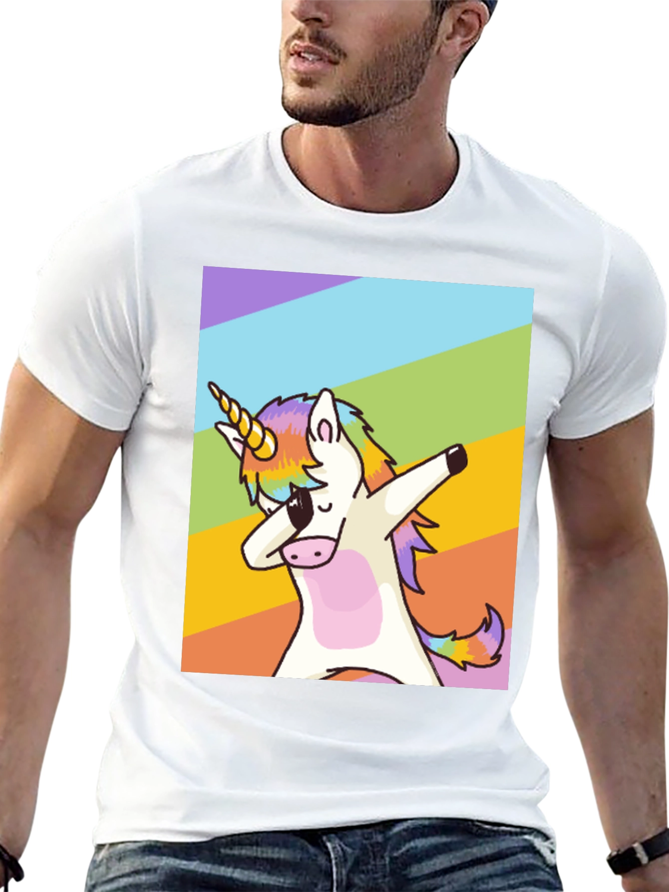 Black Dabbing Unicorn Rainbow T-Shirt - Fun & Unique Style view 13
