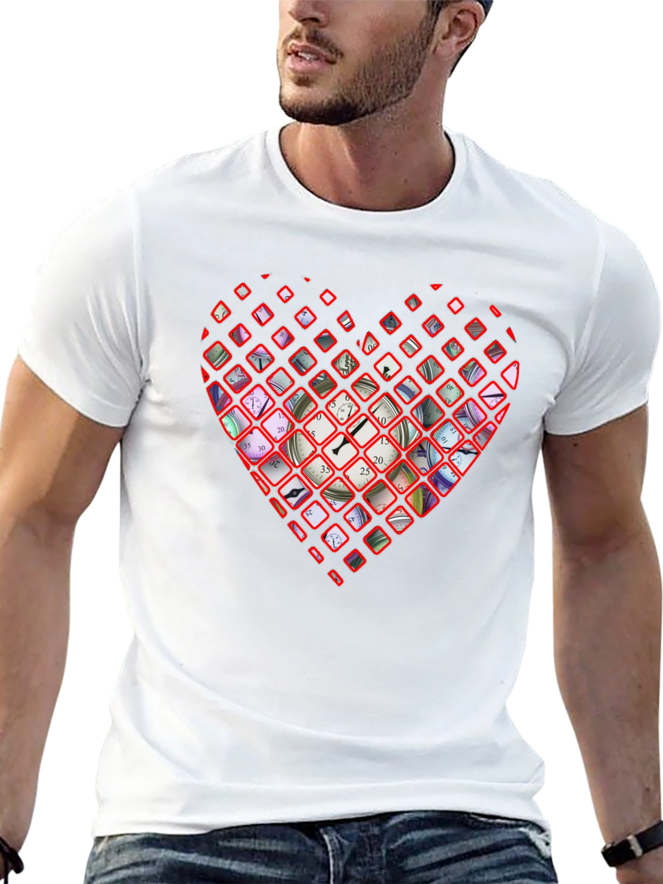 Black Time Heart Graphic Tee - Stylish Men's T-Shirt view 13