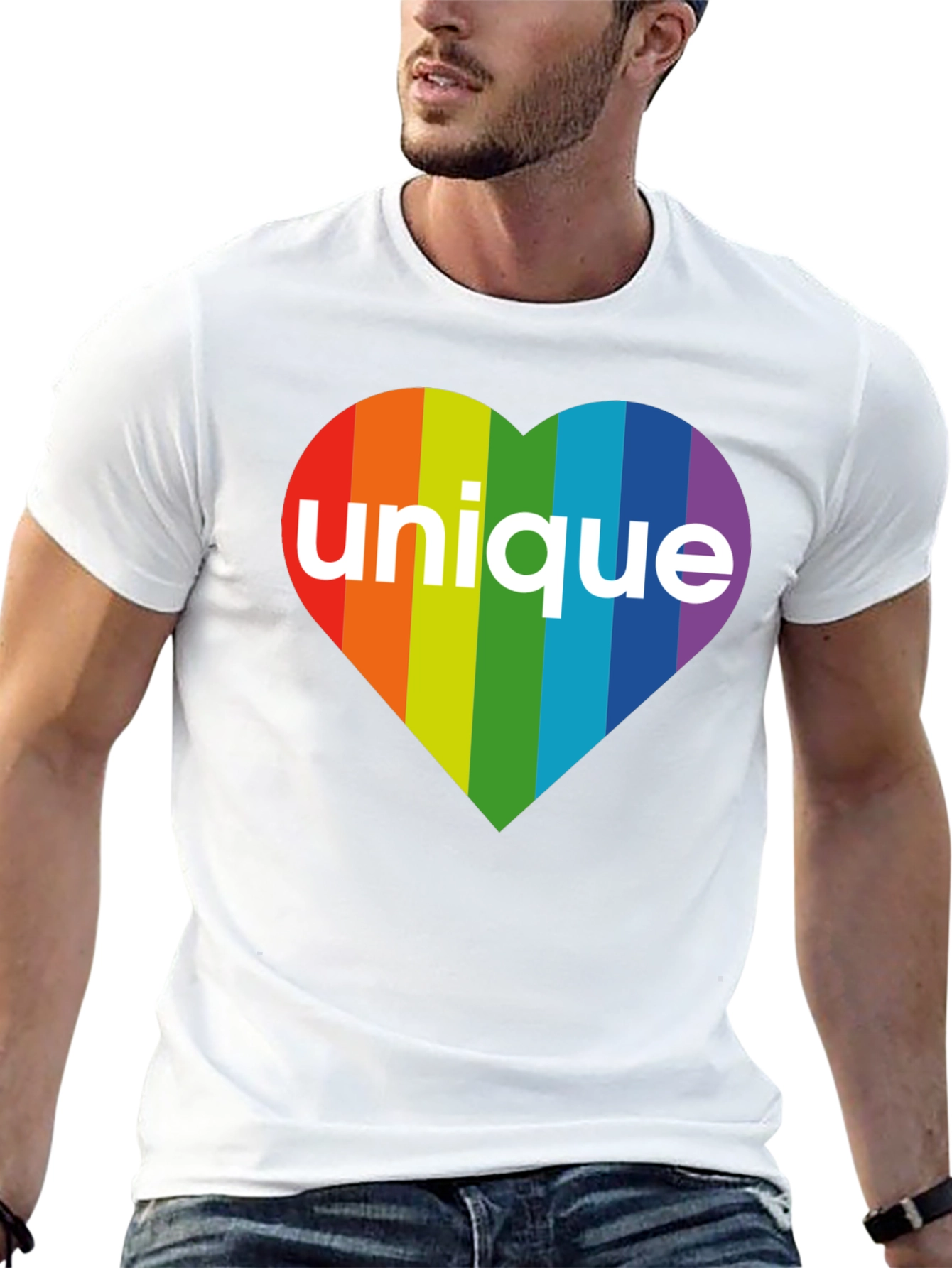 Black Unique Rainbow Heart T-Shirt - Pride Apparel view 13