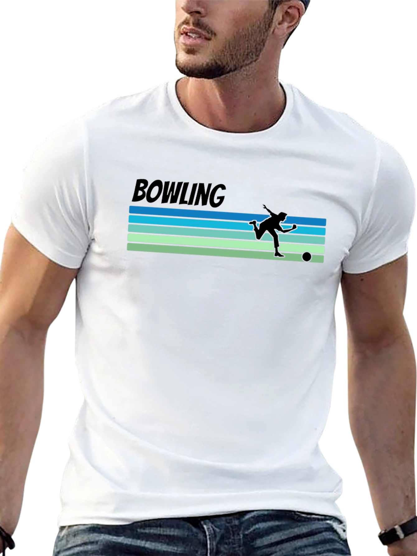 Black Bowling Retro Style Graphic T-Shirt view 13