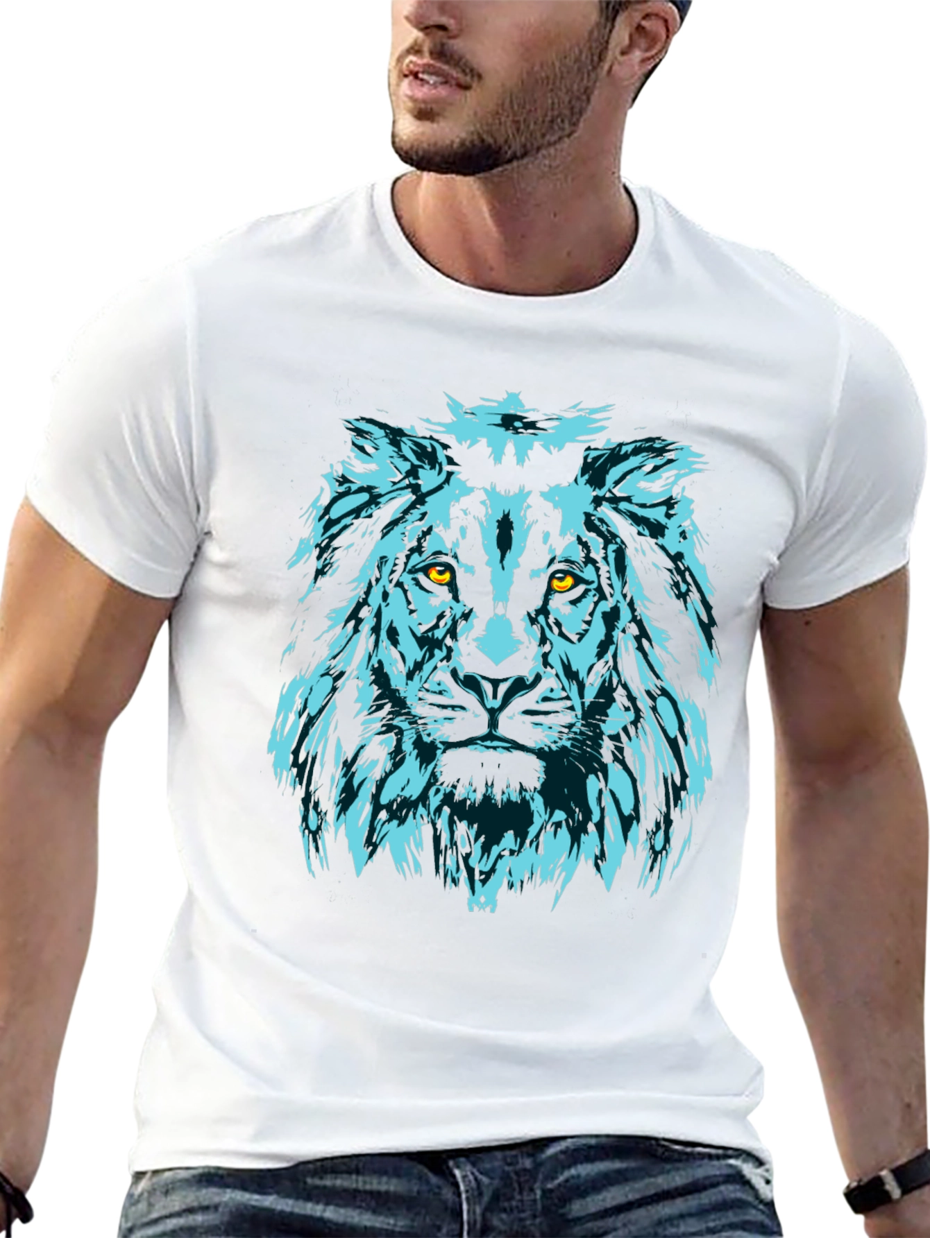 Black Lion Graphic Tee - Black Cotton Crew Neck view 13