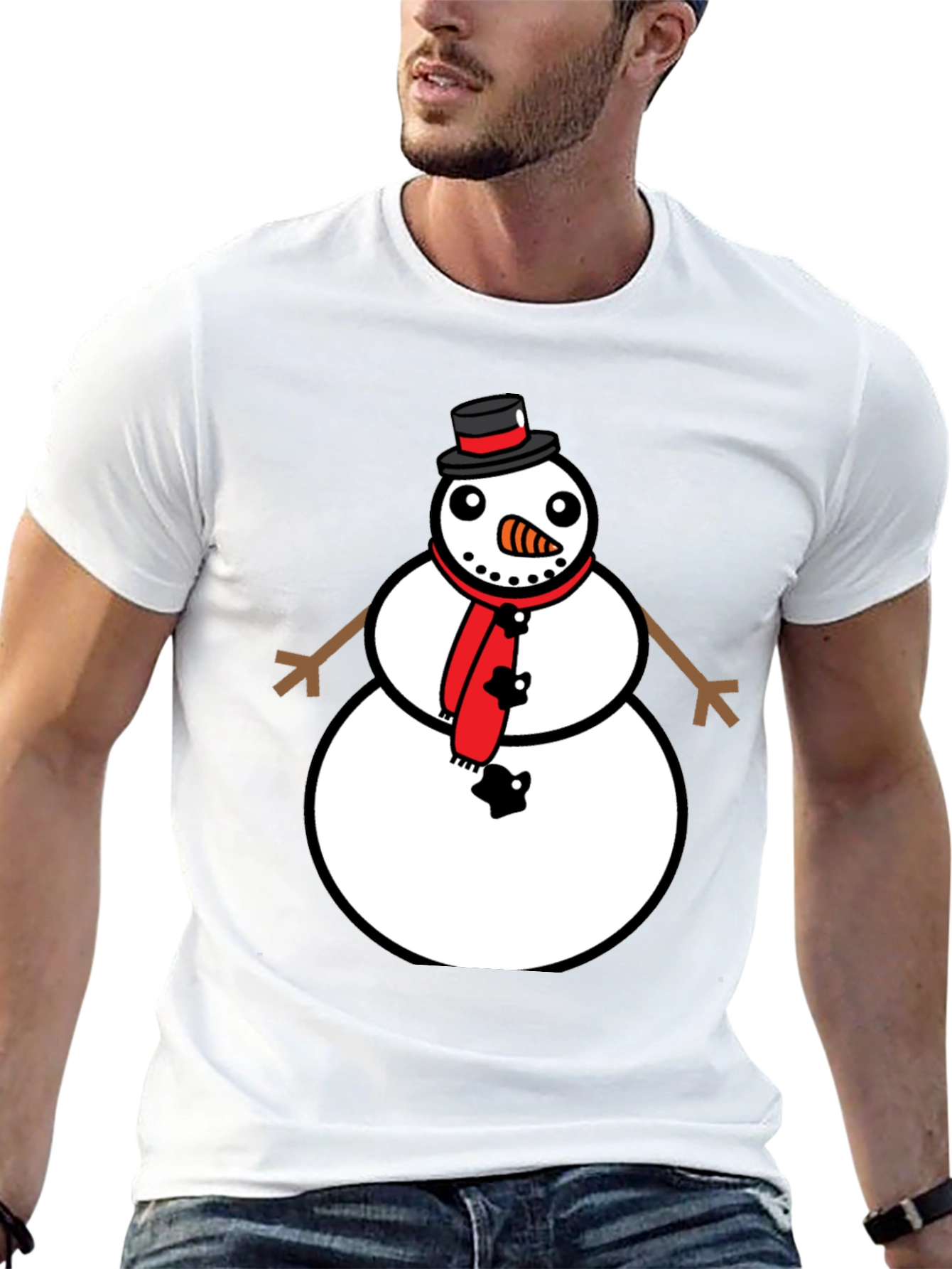 Black Snowman Graphic Tee - Festive Holiday Style view 13