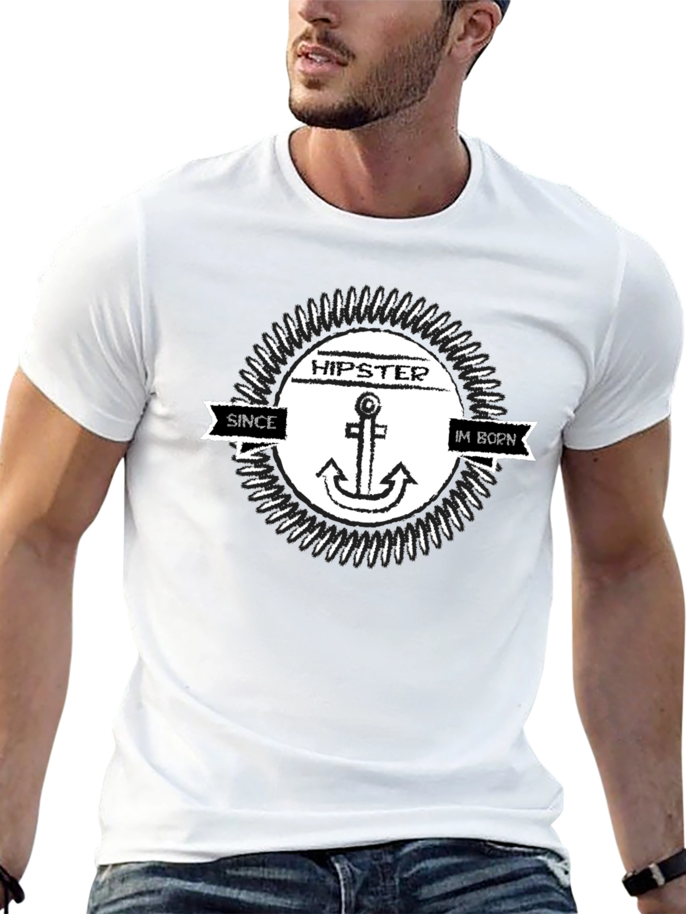 Black Hipster Anchor T-Shirt - Since I'm Born view 13