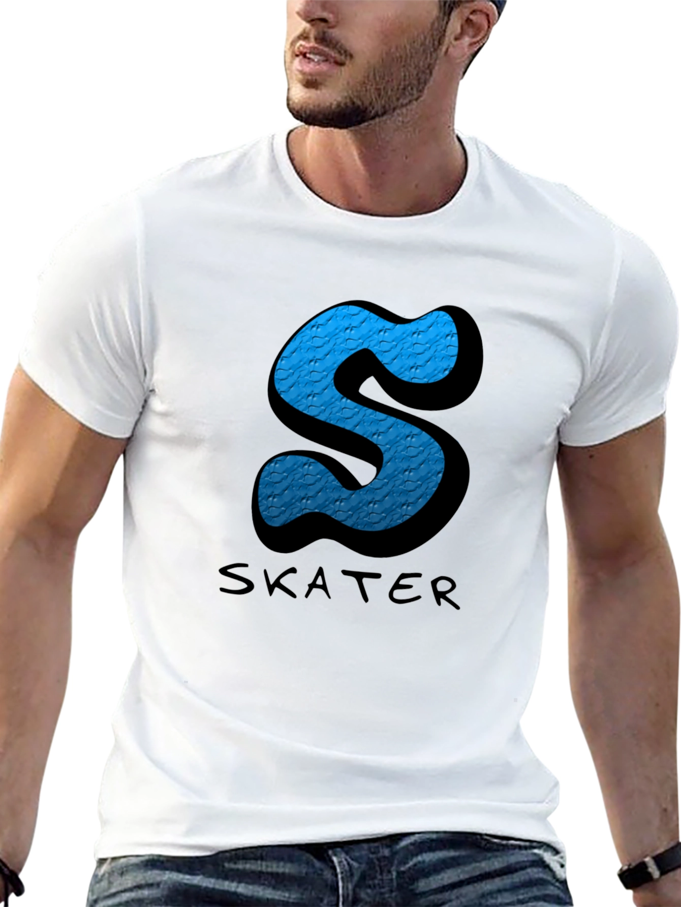 Black Skater S Letter Graphic Black T-Shirt view 13