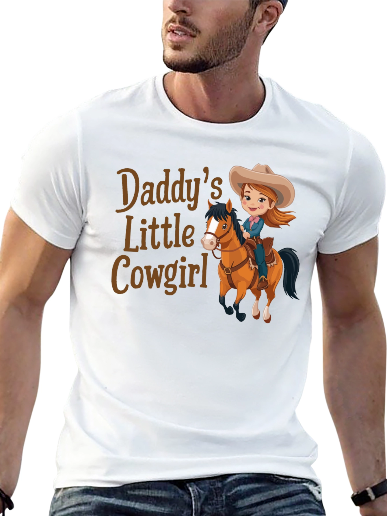 Black Daddy's Little Cowgirl T-Shirt Cute Horse Design view 13