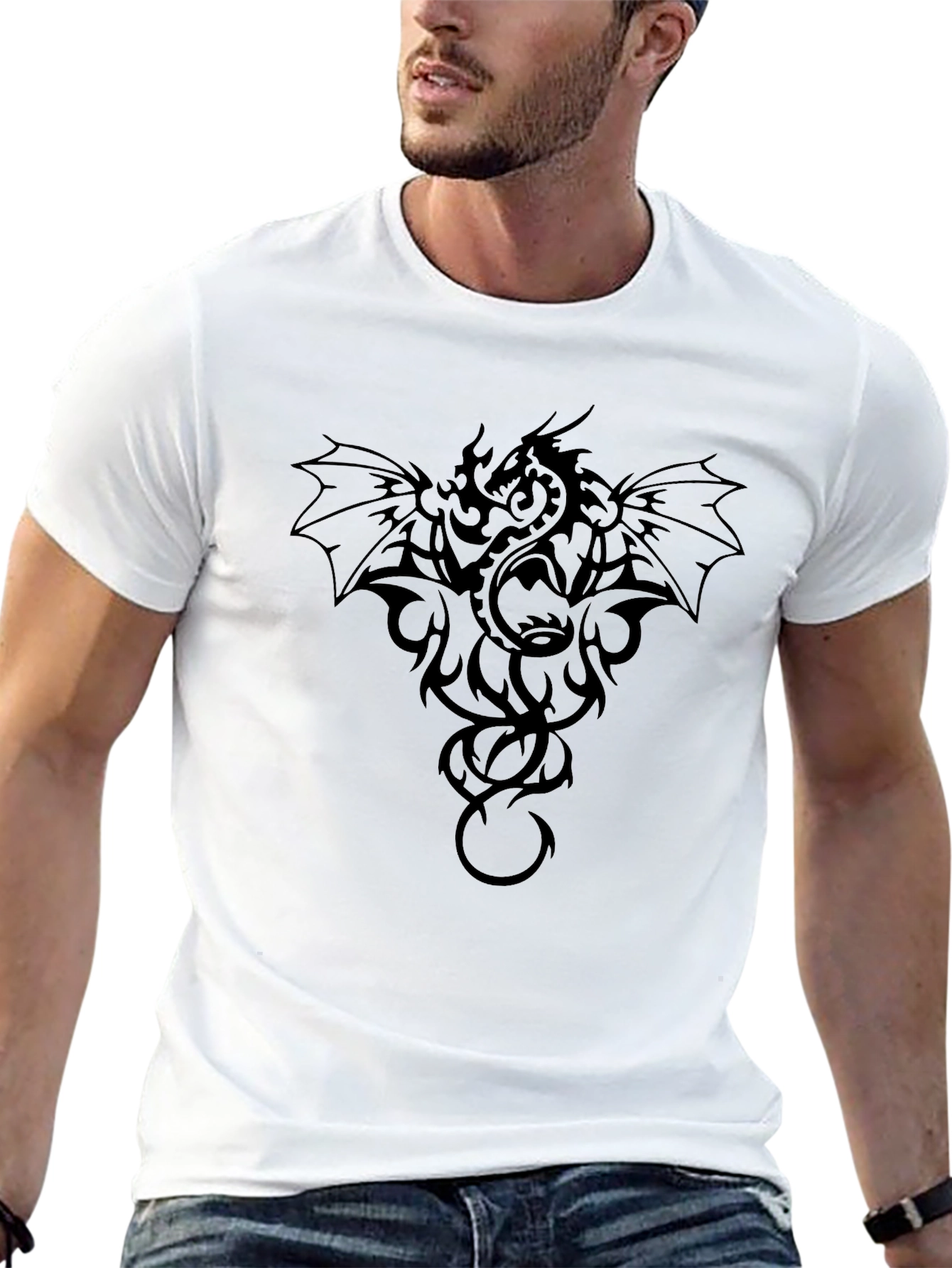 Black Black Dragon Graphic Tee - Men's Short Sleeve Crew Neck Shirt view 13