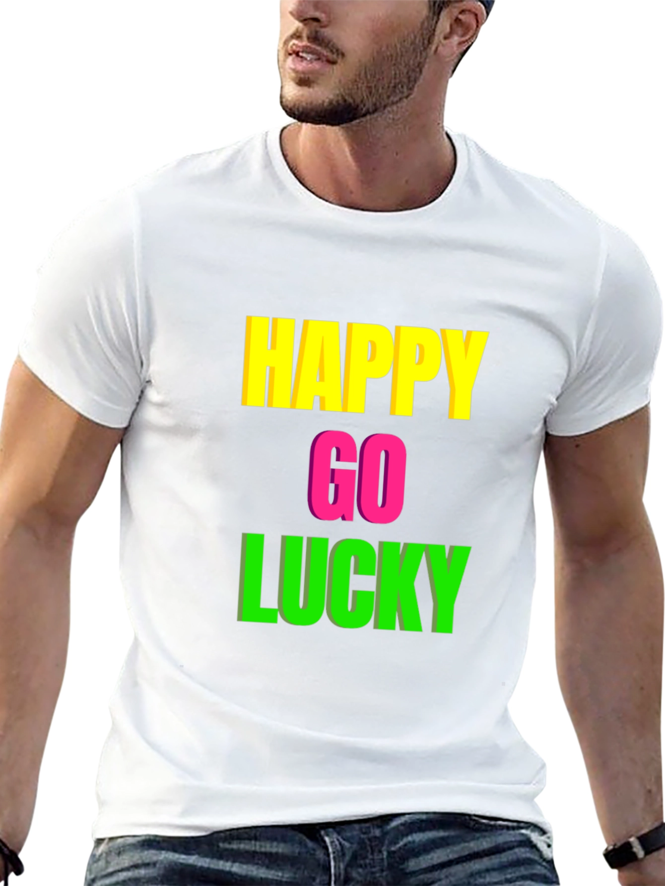 Black Happy Go Lucky Graphic Tee - Black T-Shirt view 13