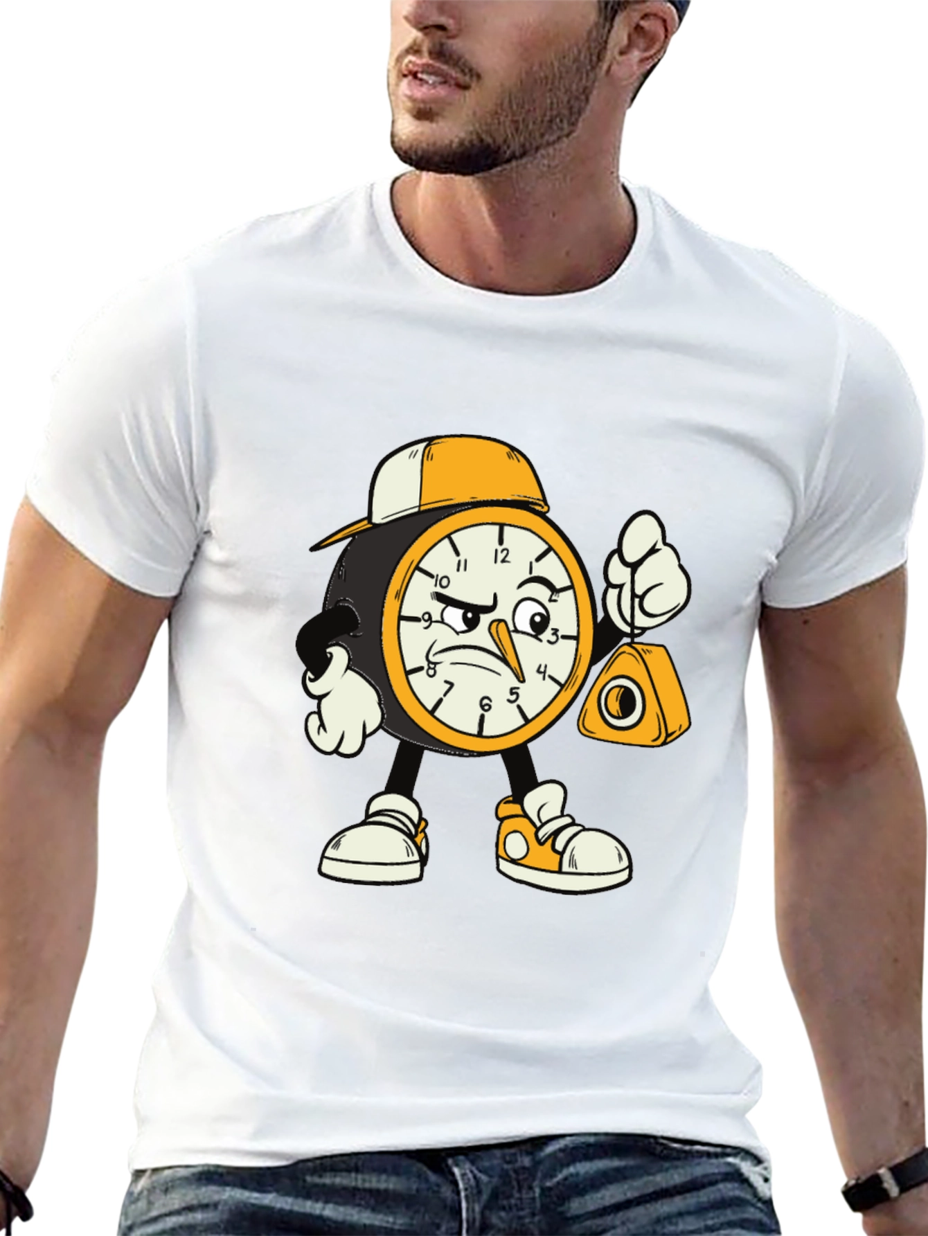 Black Cartoon Clock Graphic Tee view 13