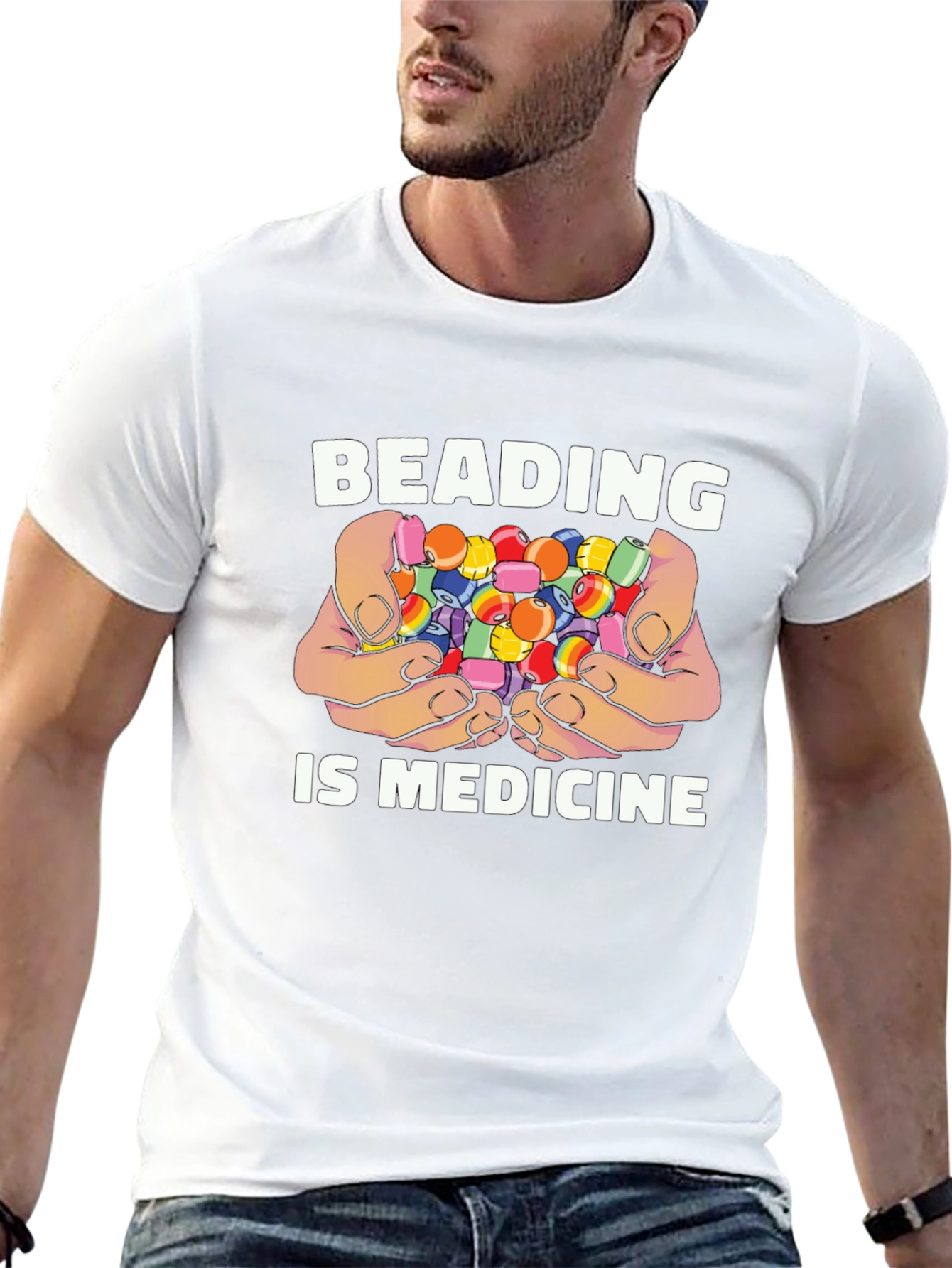 Black Beading is Medicine Black T-Shirt view 13
