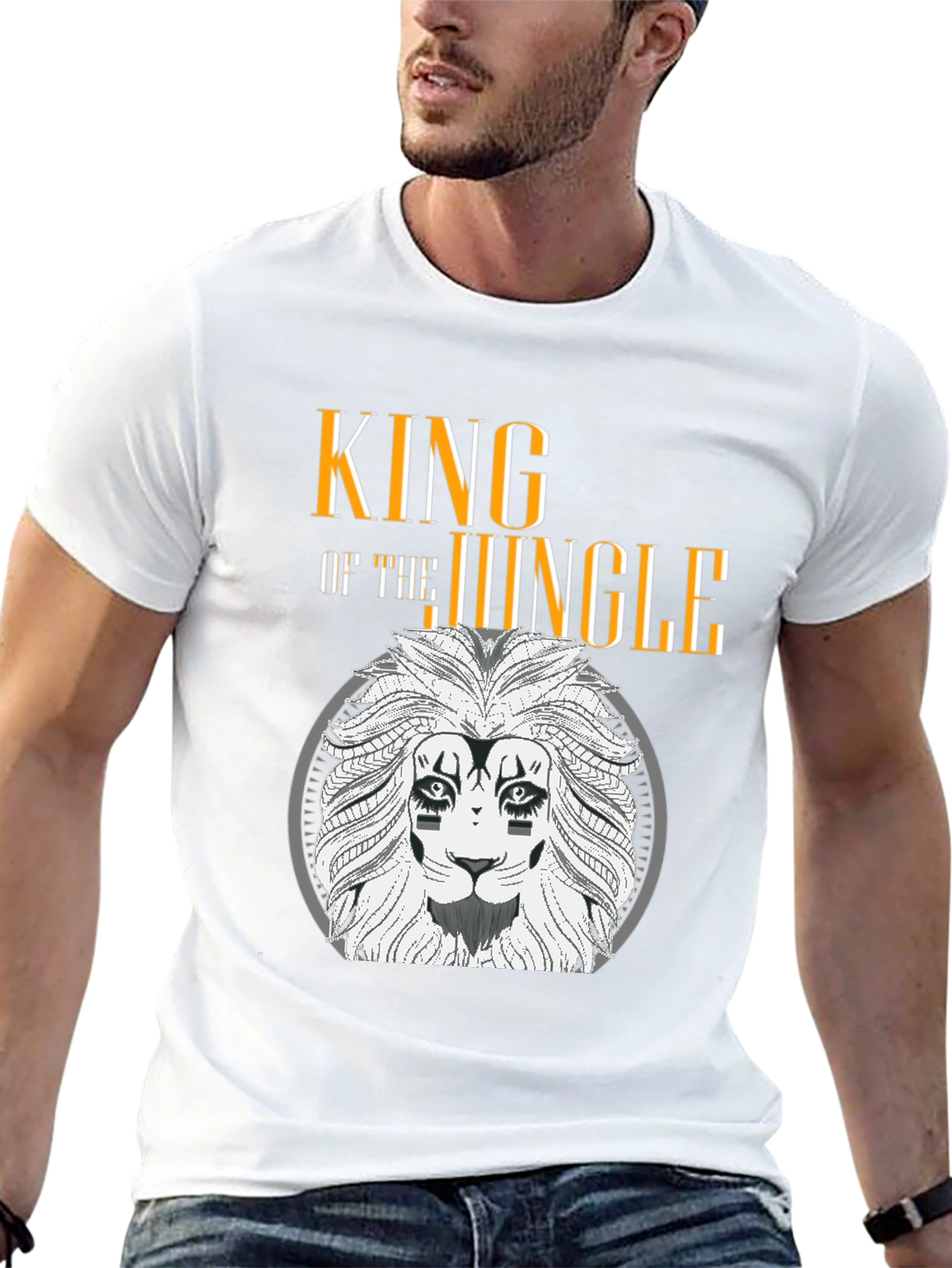 Black King of the Jungle Lion Graphic Tee view 13
