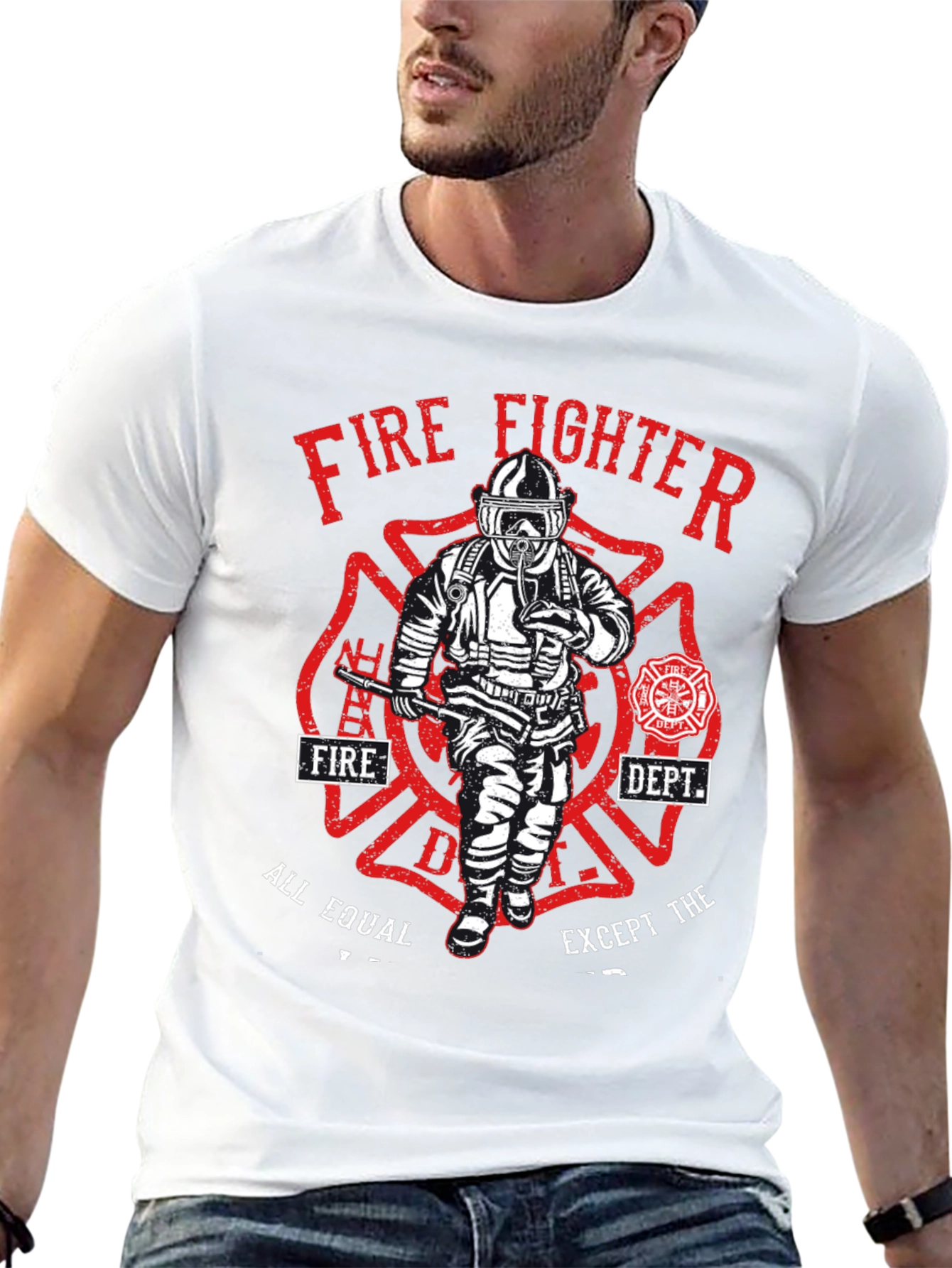 Black Firefighter Graphic T-Shirt - All Equal Except view 13