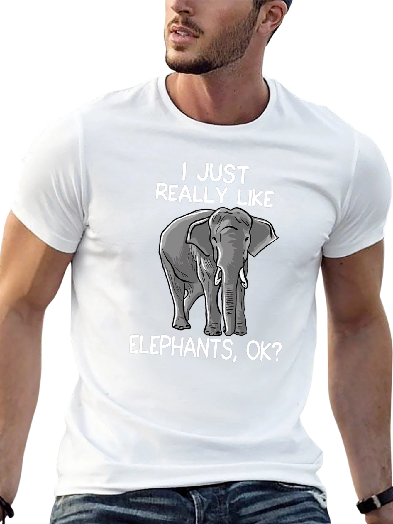 Black Elephant Lover T-Shirt - I Just Really Like Elephants Ok? view 13