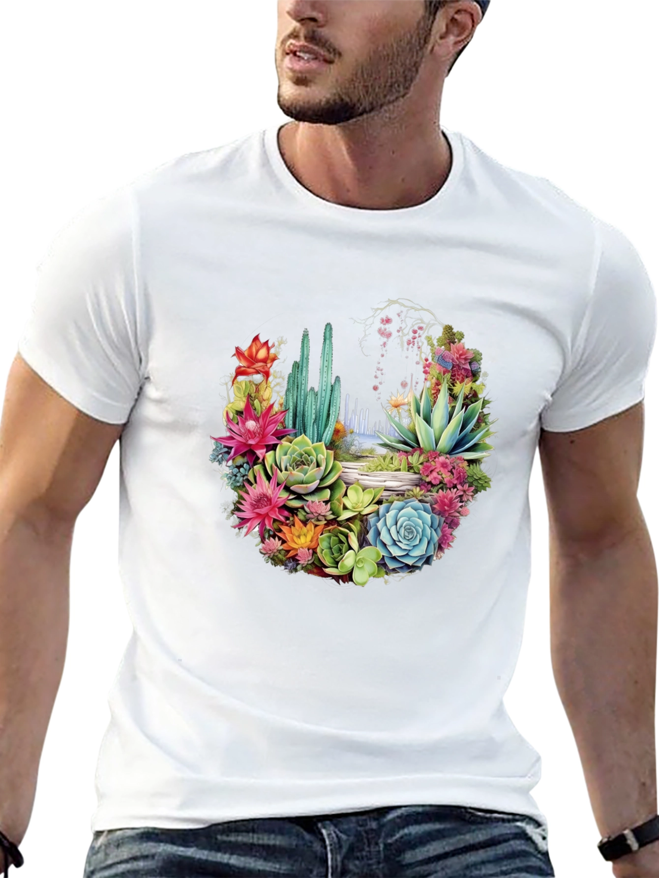 Black Floral Cactus Graphic Tee view 13