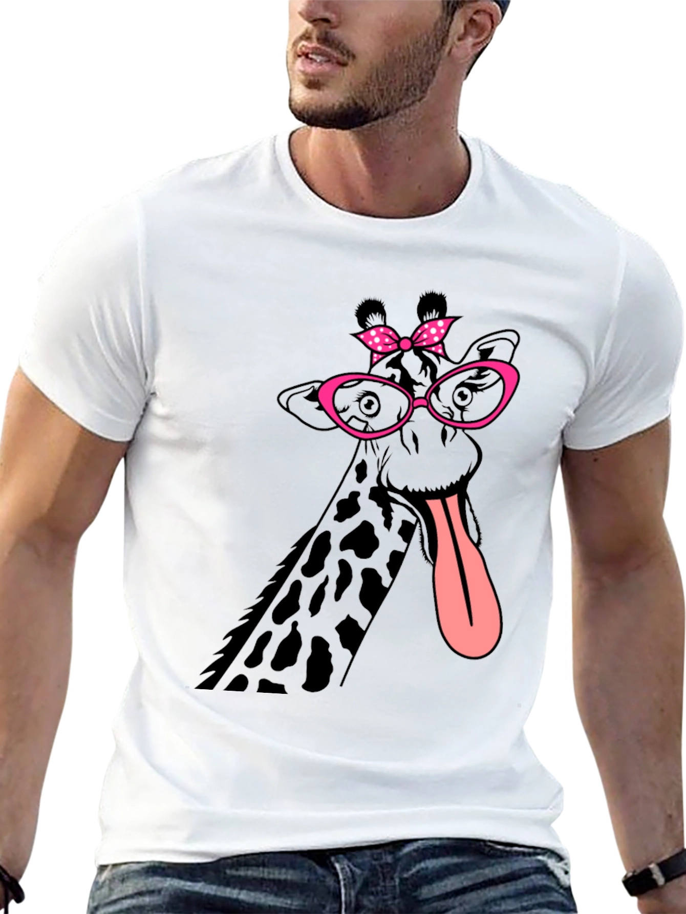 Black Giraffe with Glasses Graphic T-Shirt view 13