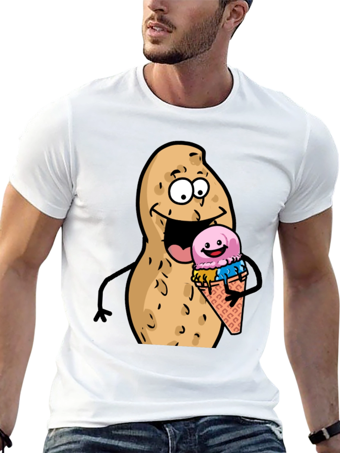 Black Funny Peanut Ice Cream Black T-Shirt view 13