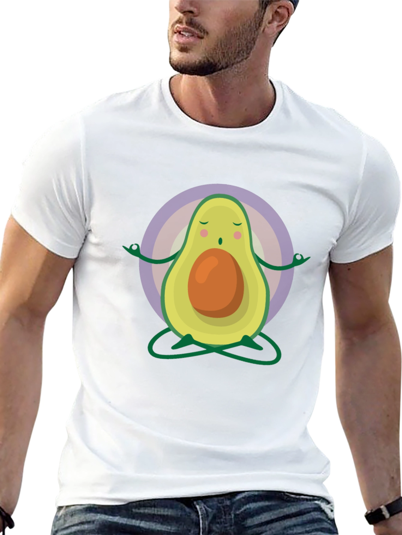 Black Meditating Avocado T-Shirt view 13
