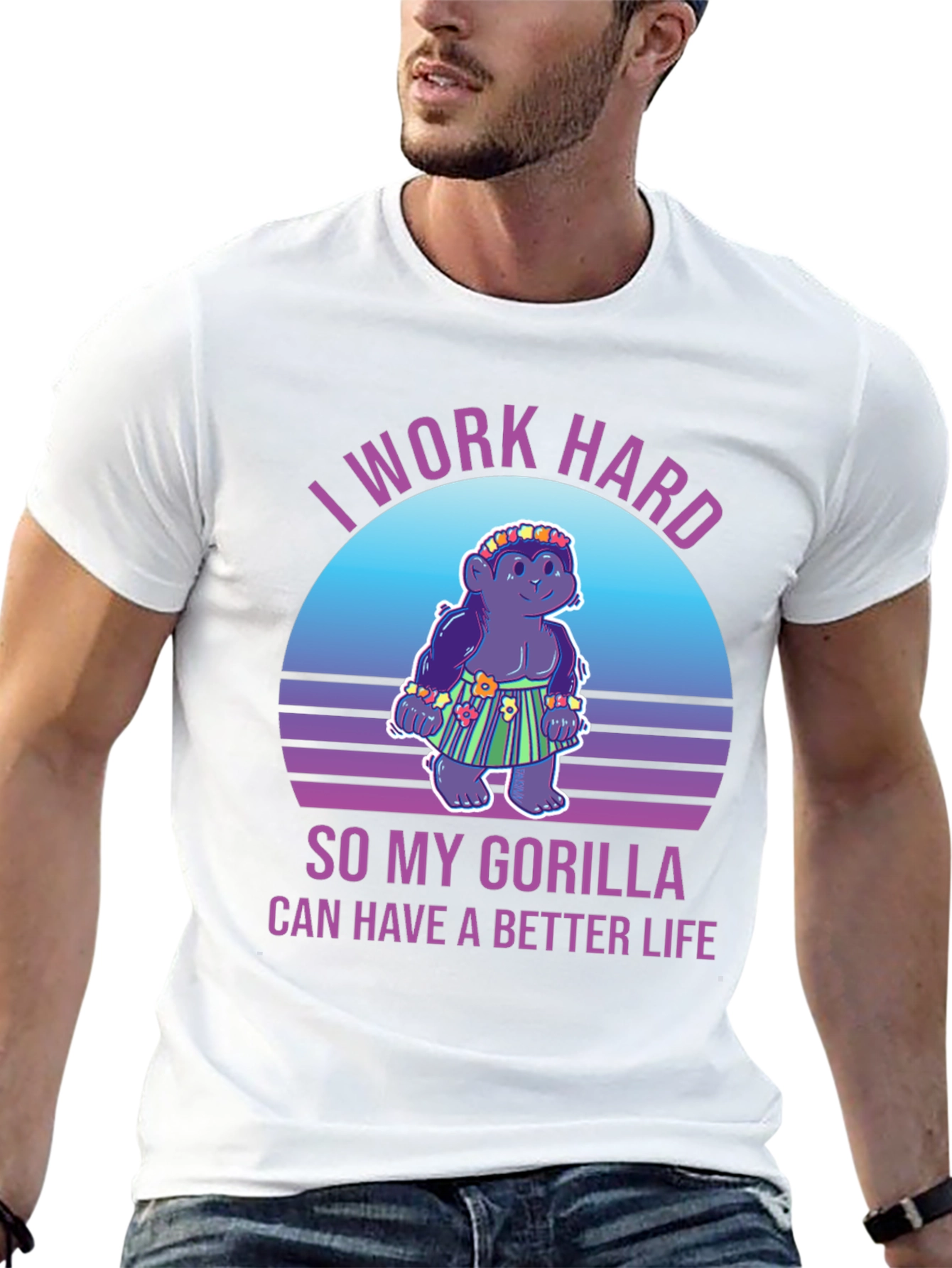 Black I Work Hard for My Gorilla T-Shirt view 13