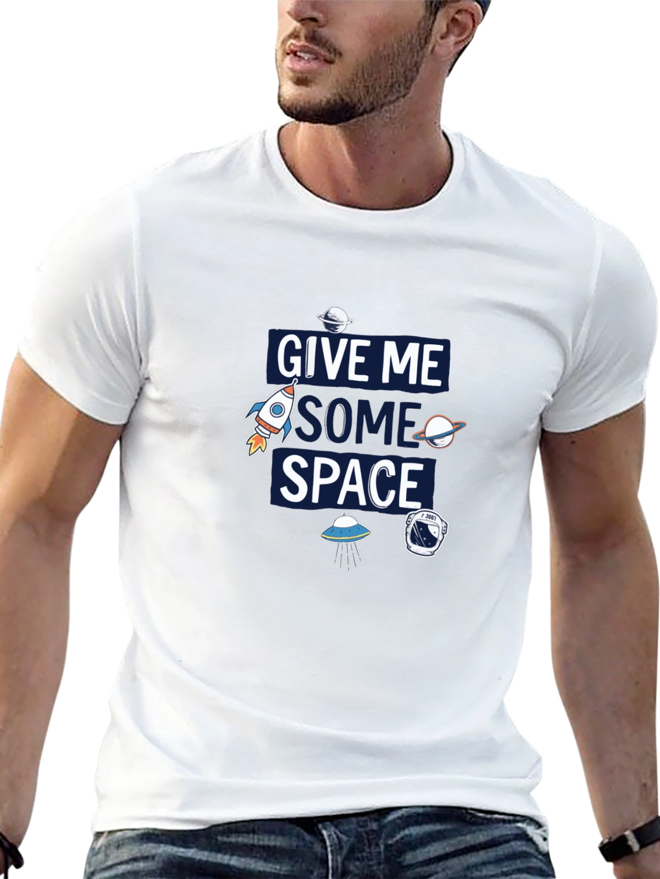 Black Give Me Some Space Graphic T-Shirt view 13