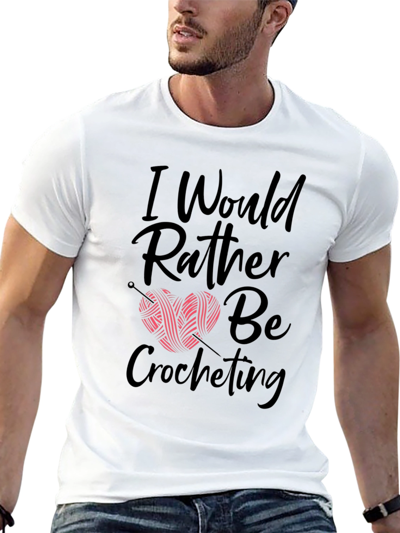Black Crochet Lover's T-Shirt - I Would Rather Be Crocheting view 13