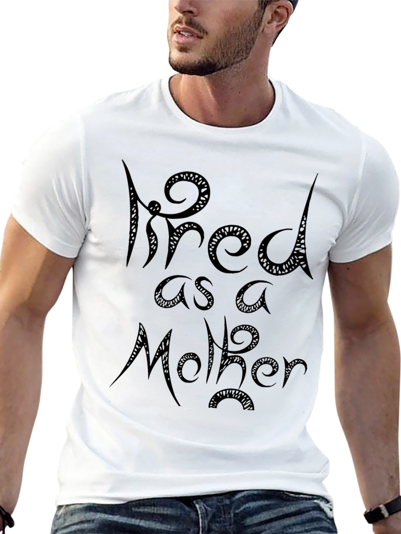 Black Tired as a Mother Black Graphic Tee view 13