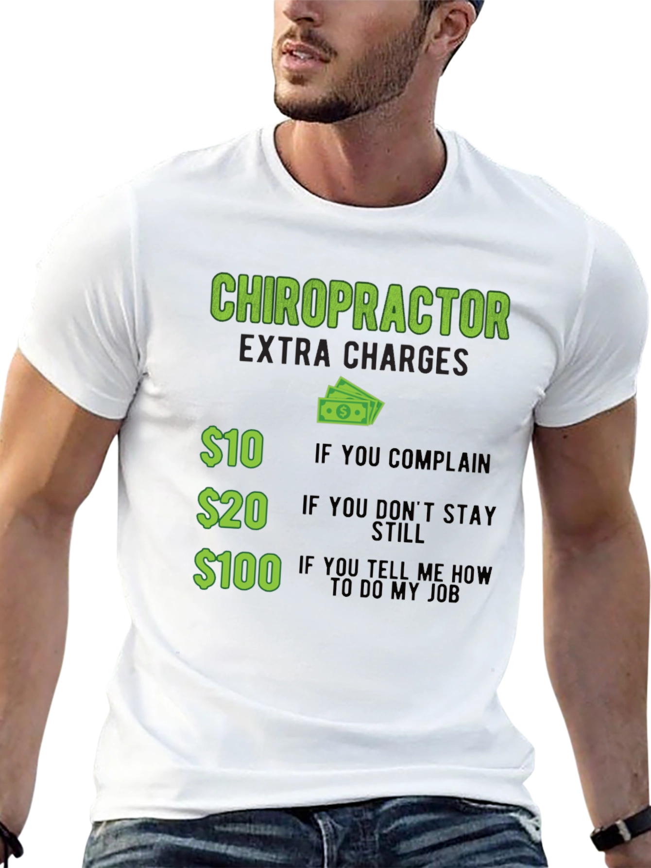Black Chiropractor Extra Charges Graphic T-Shirt view 13