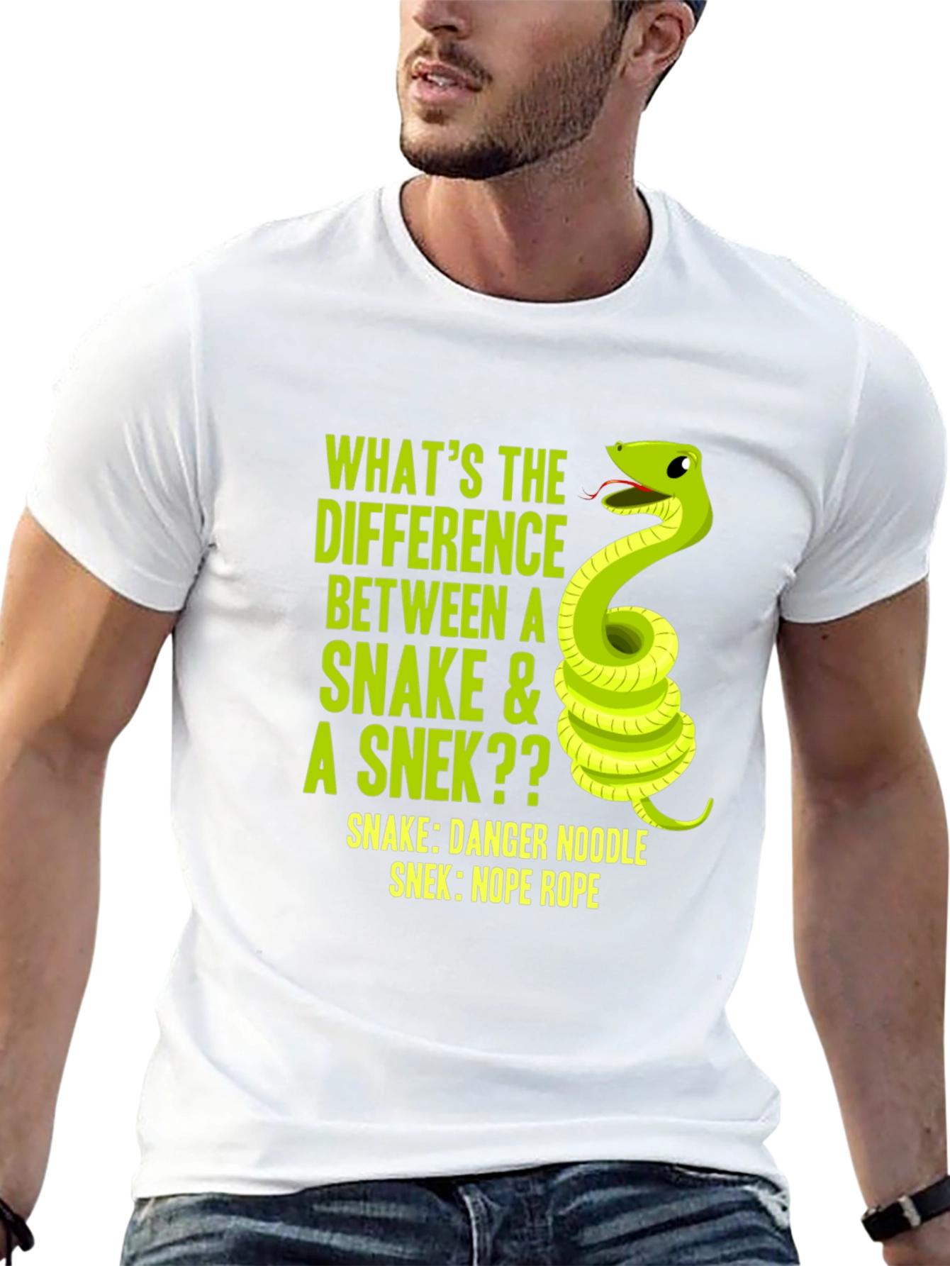 Black Funny Snake vs Snek T-Shirt, Danger Noodle Tee view 13