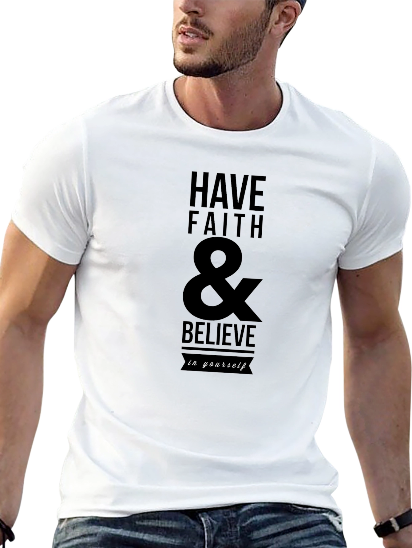 Black Faith & Believe Graphic Tee - Black Cotton Blend view 13