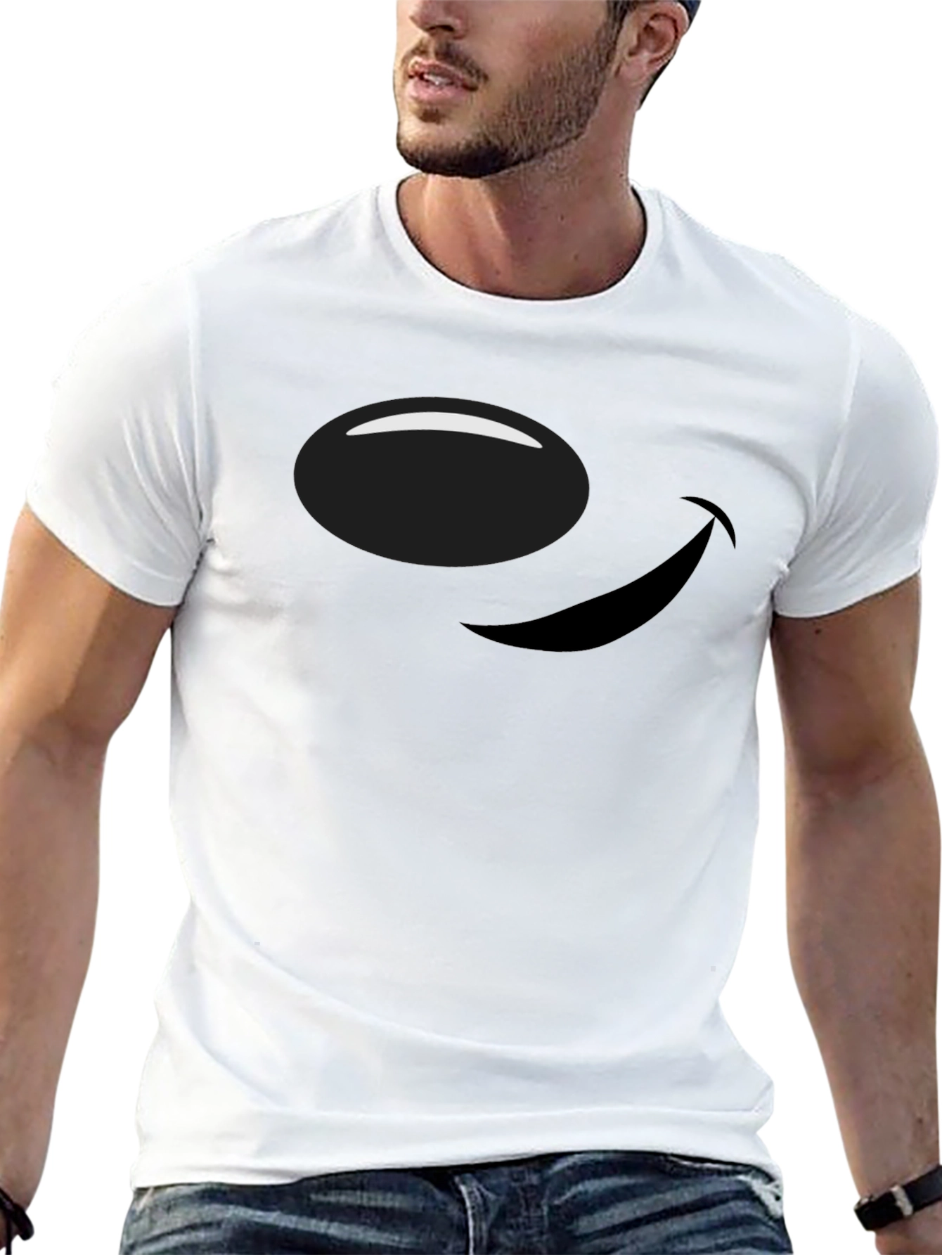 Black Smiley Face Graphic Tee - Casual Black T-Shirt view 13