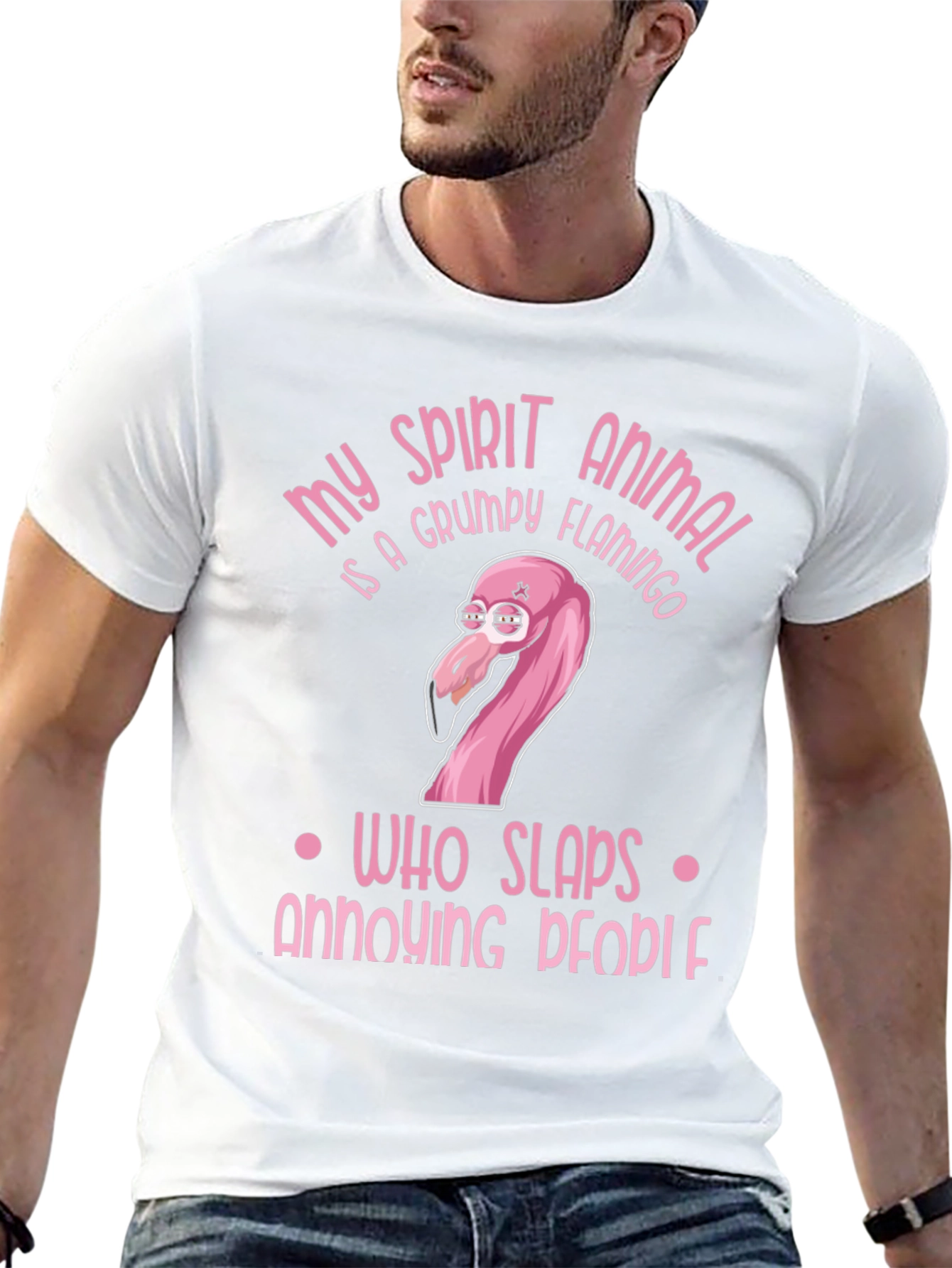 Black Grumpy Flamingo T-Shirt: My Spirit Animal Humor Tee view 13