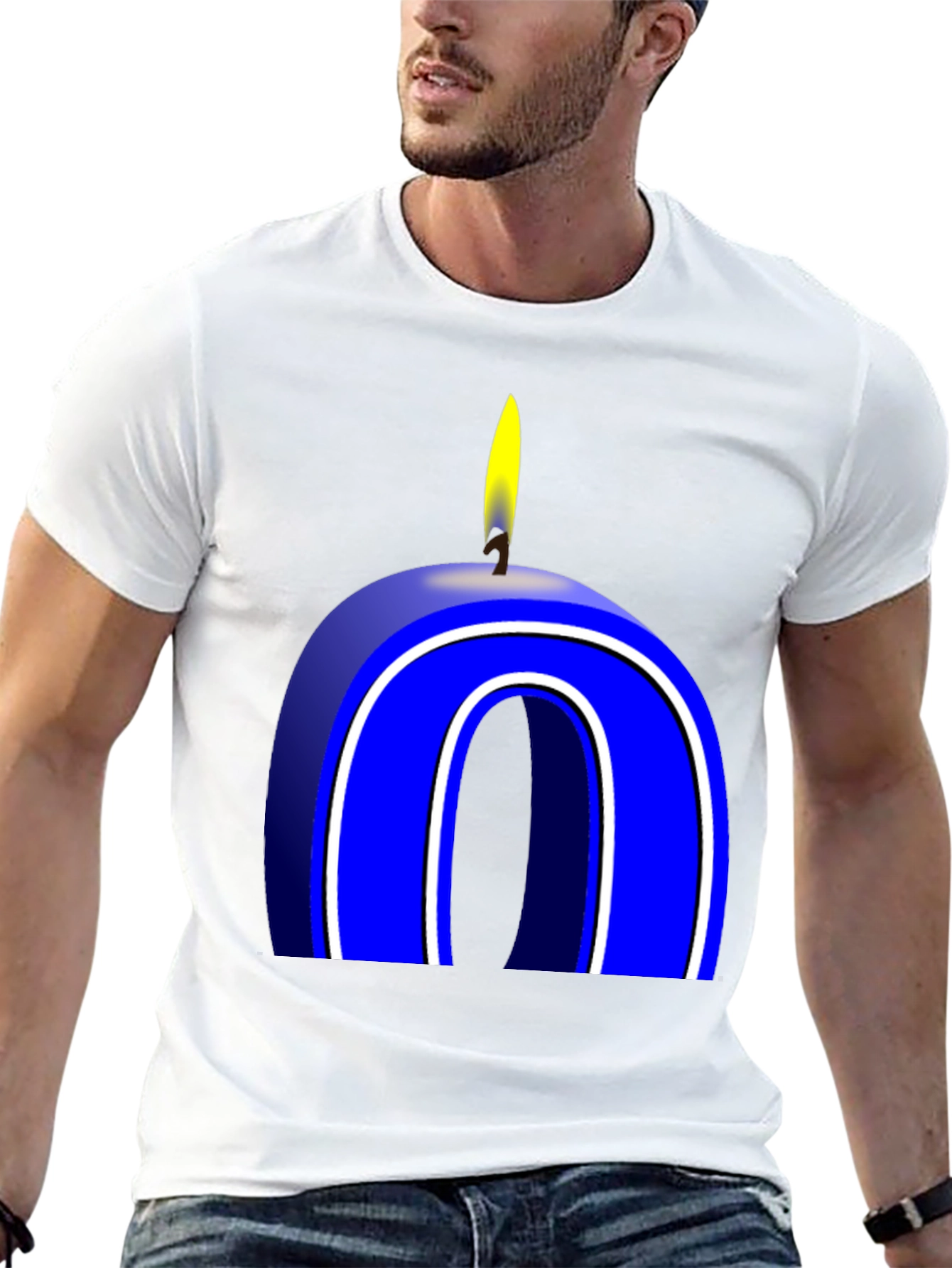 Blue Number 0 Candle T-Shirt - 13