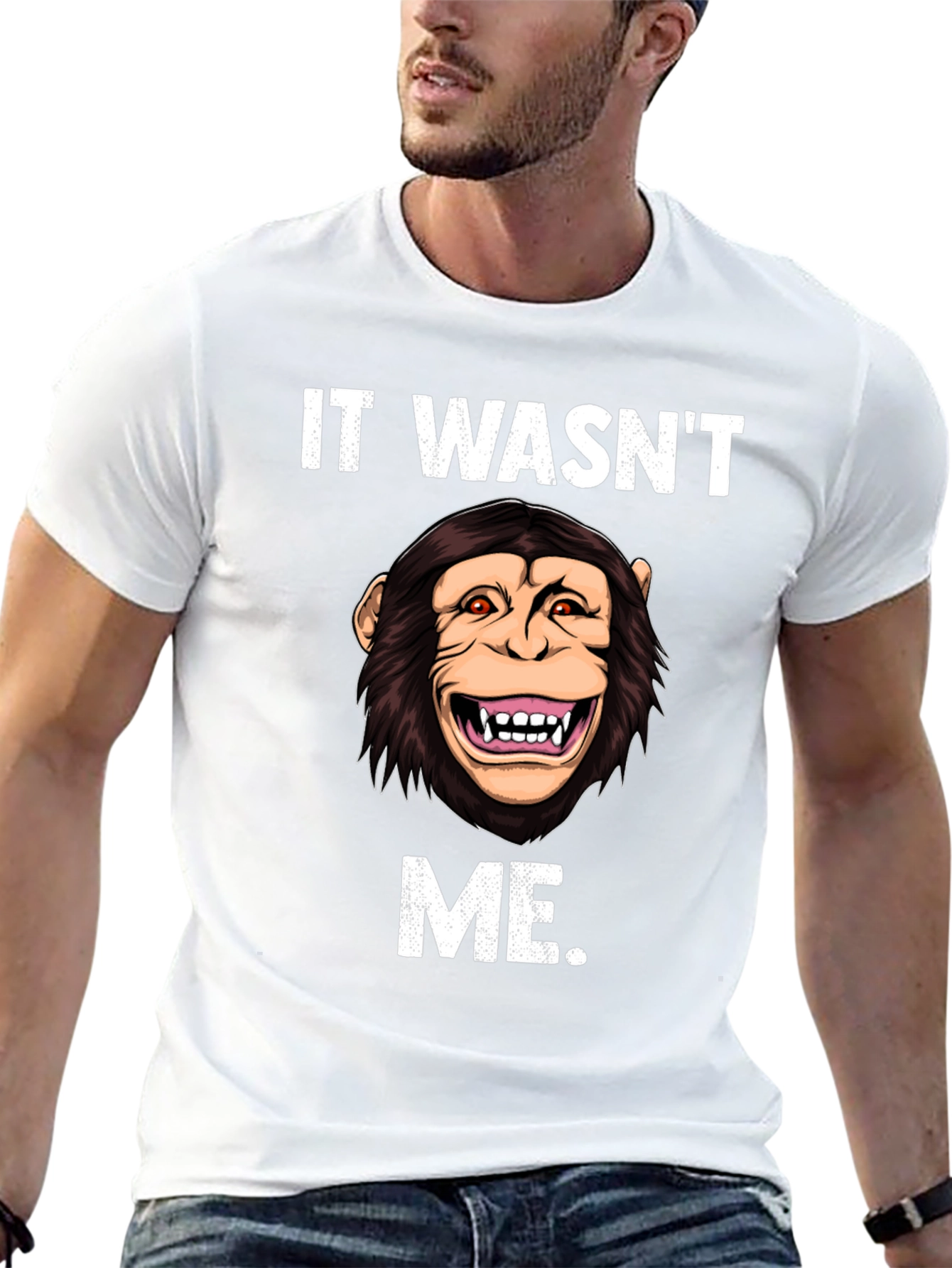 Black Funny Monkey It Wasn't Me T-Shirt view 13