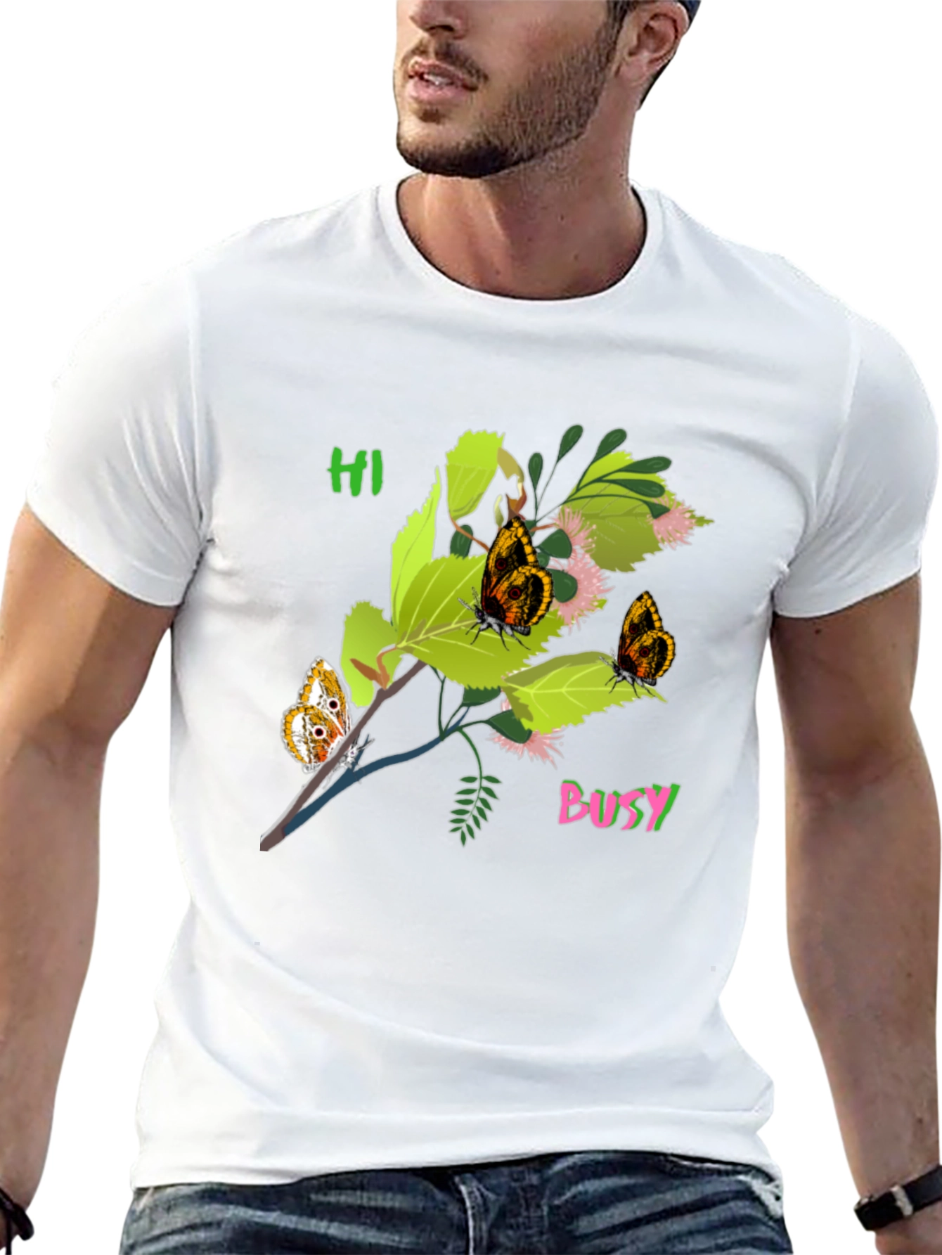 Black Black T-Shirt with Butterfly Bush Graphic view 13