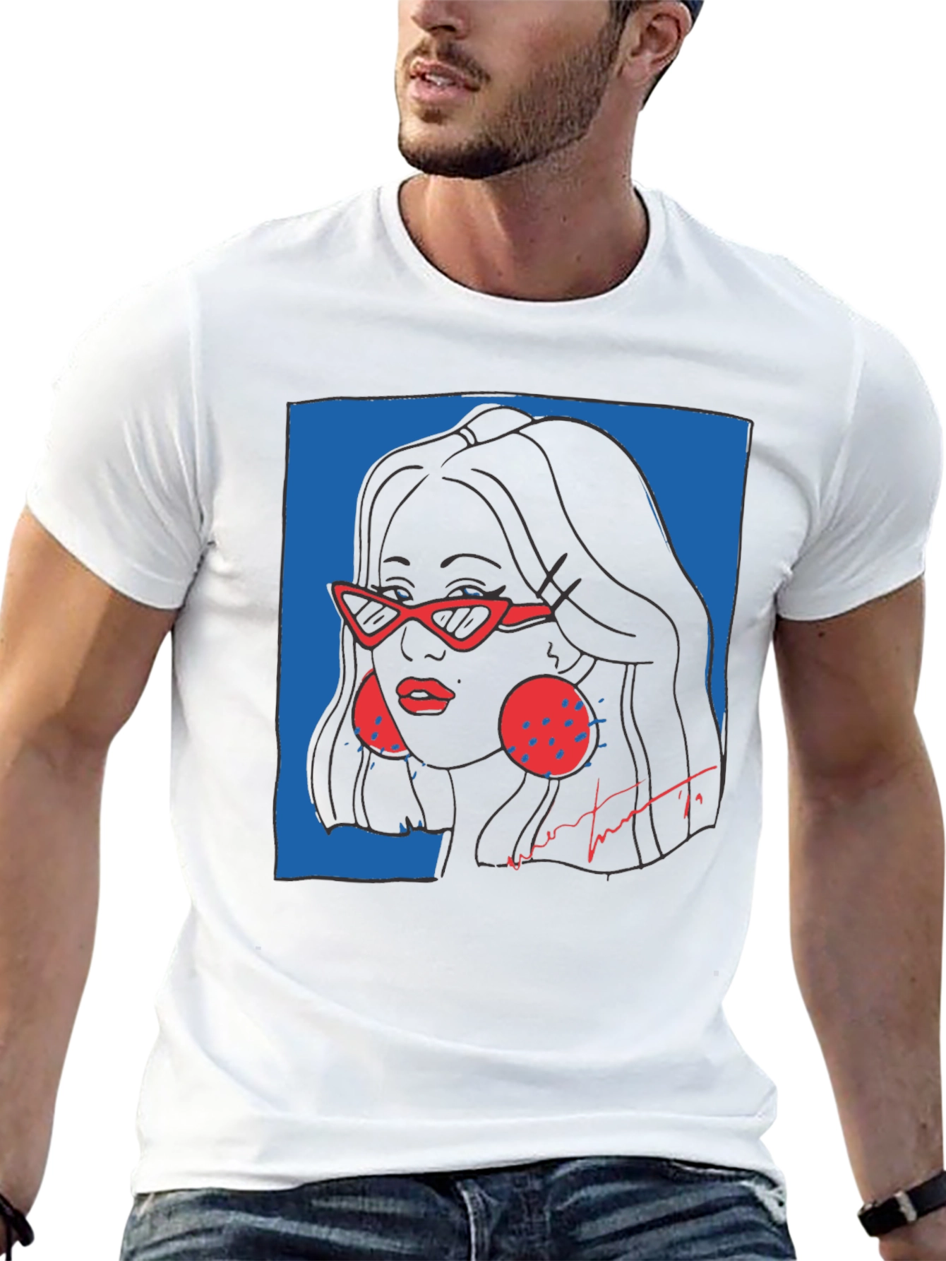 Black Stylish Graphic Print Tee - Modern Woman Portrait view 13