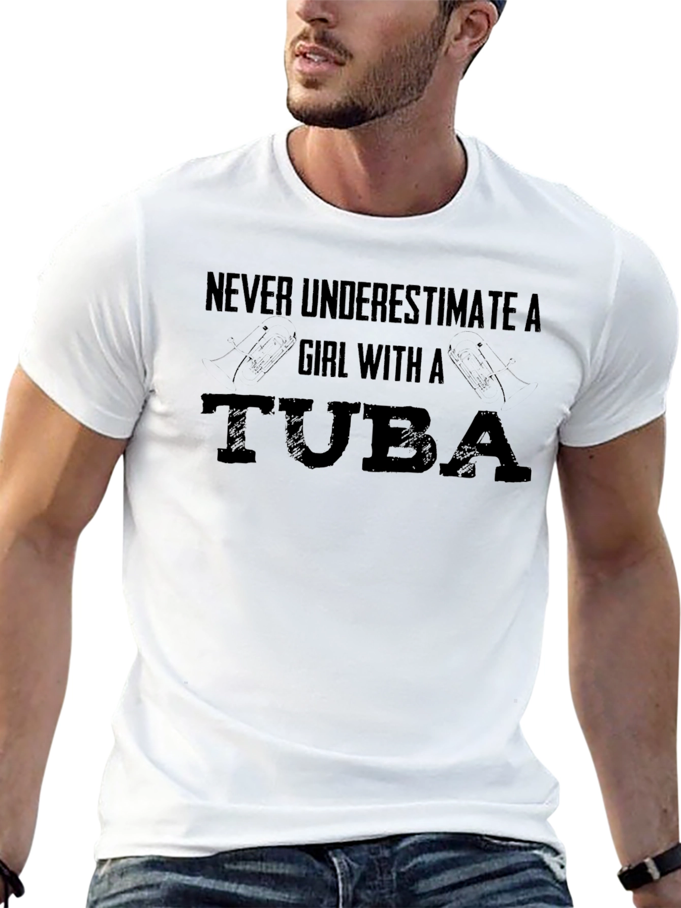 Black Never Underestimate a Girl With a Tuba T-Shirt view 13