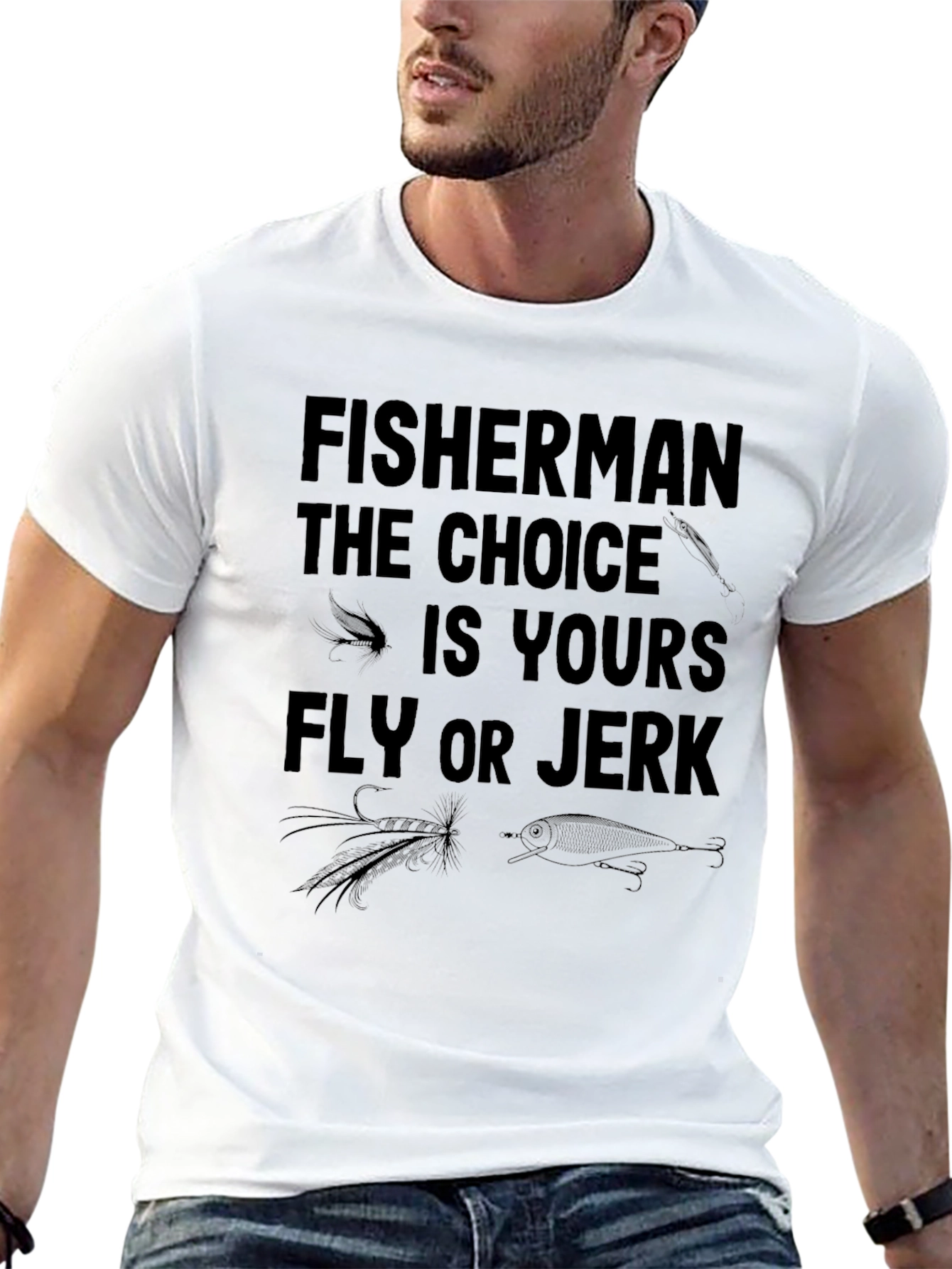 Black Fisherman Choice T-Shirt: Fly or Jerk Fishing Tee view 13