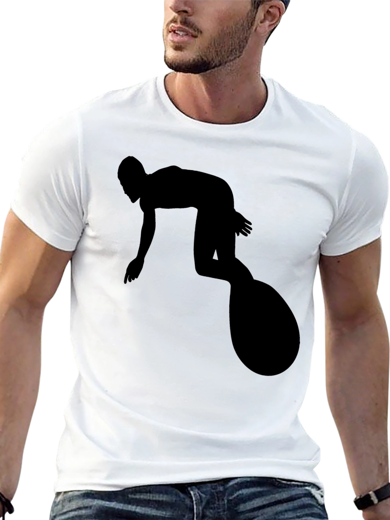 Black Surfer Silhouette Black T-Shirt view 13