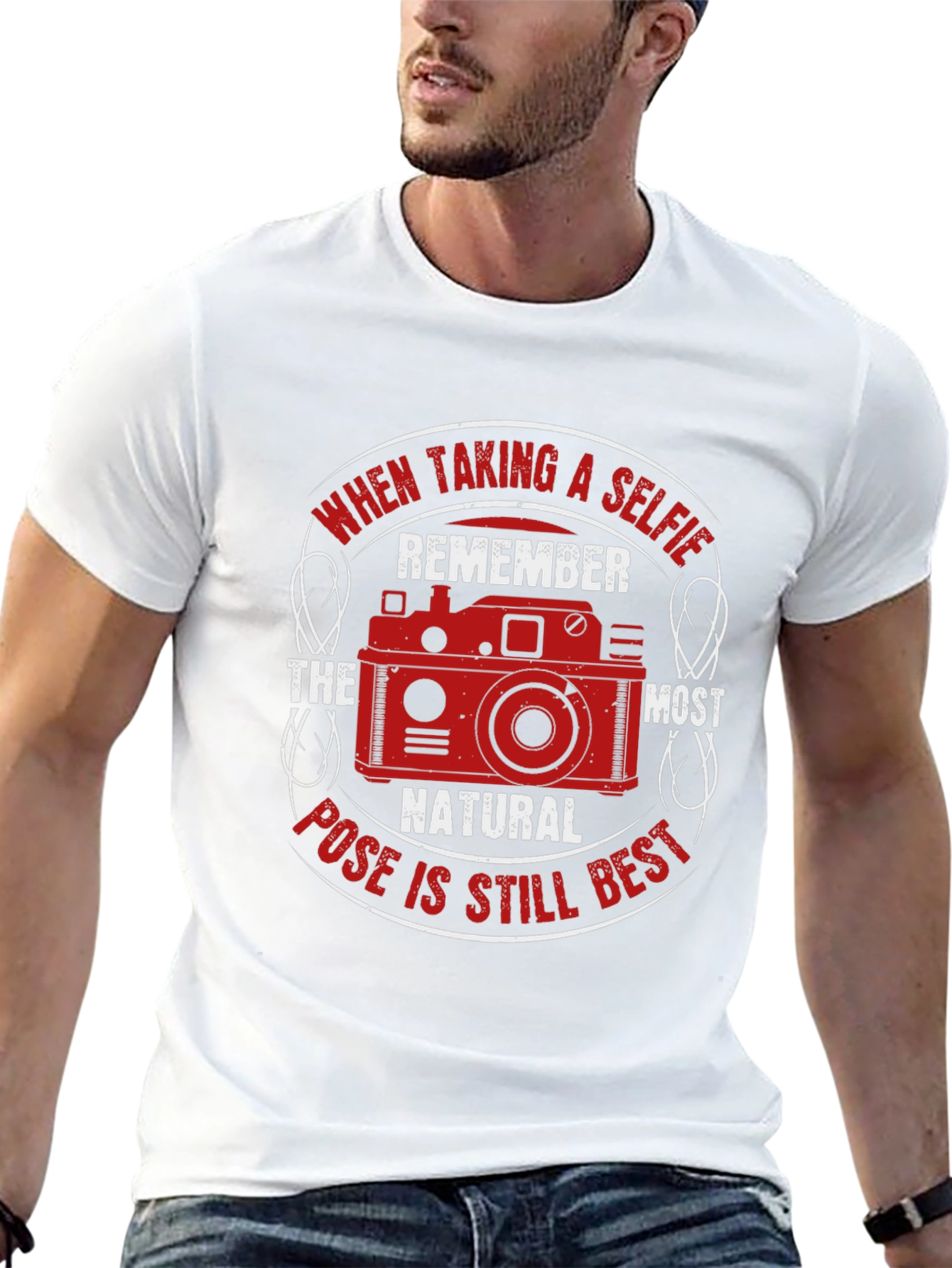 Black Selfie Camera T-Shirt - Natural Pose Best view 13