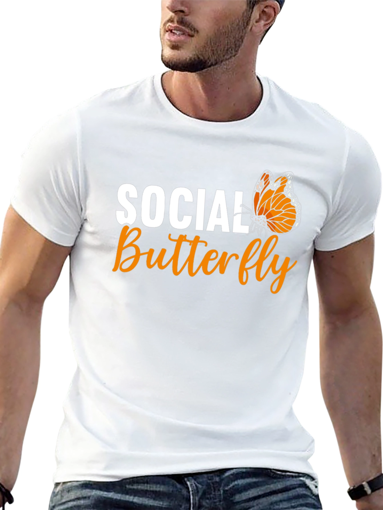 Black Social Butterfly Graphic Tee - Black Unisex T-Shirt view 13