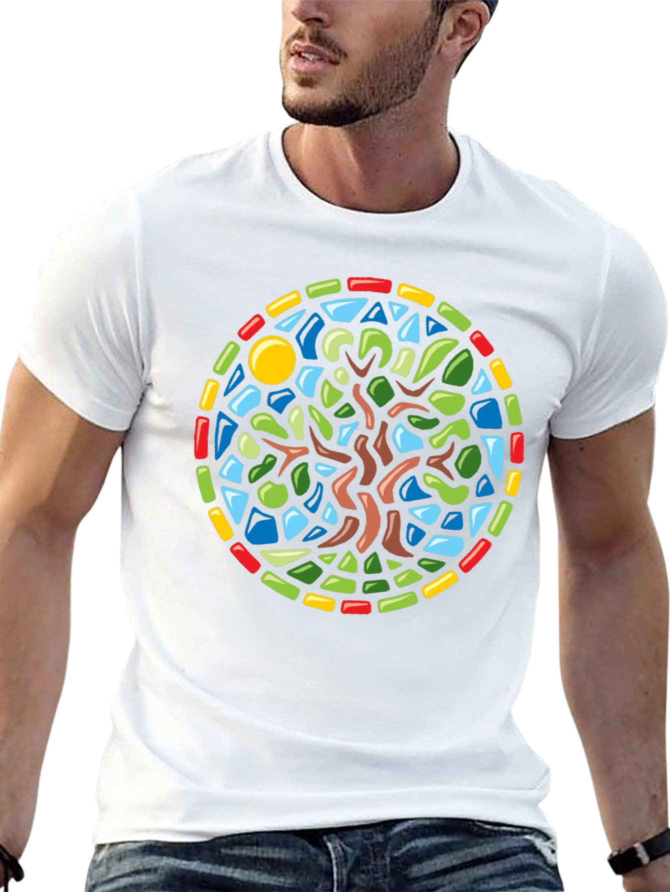Black Stained Glass Tree Graphic Black T-Shirt view 13
