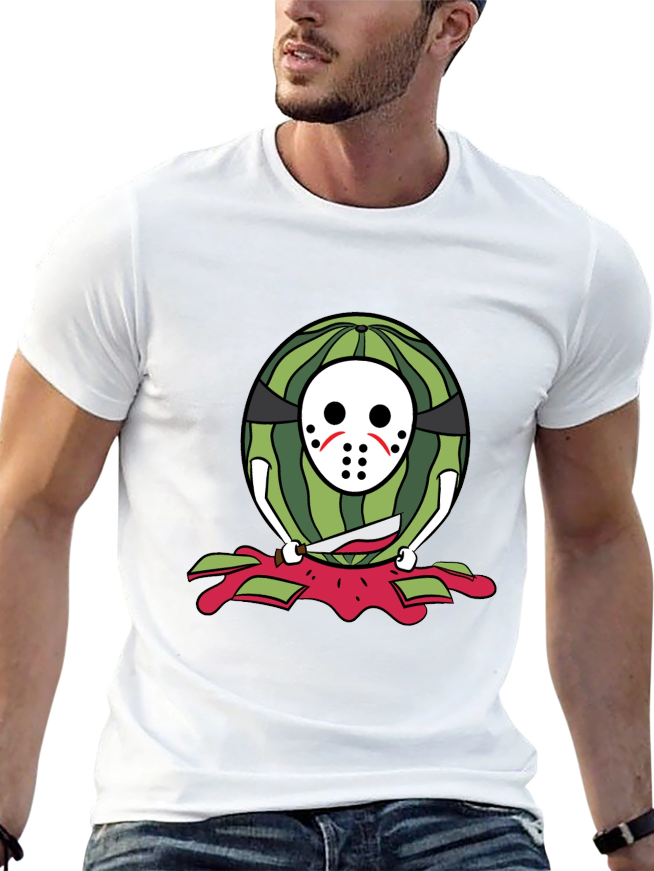 Black Watermelon Horror T-Shirt view 13