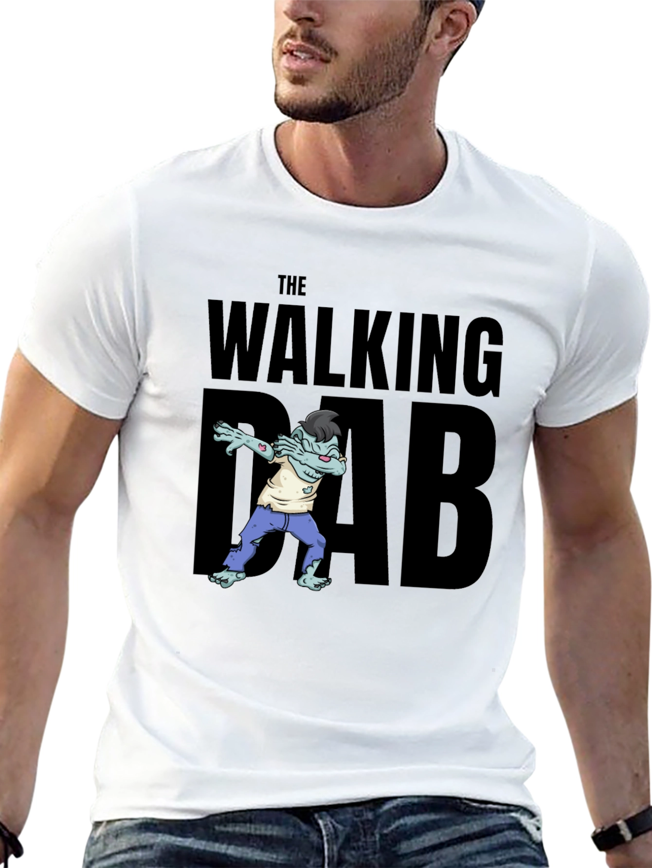 Black The Walking Dab T-Shirt - Funny Zombie Graphic Tee view 13