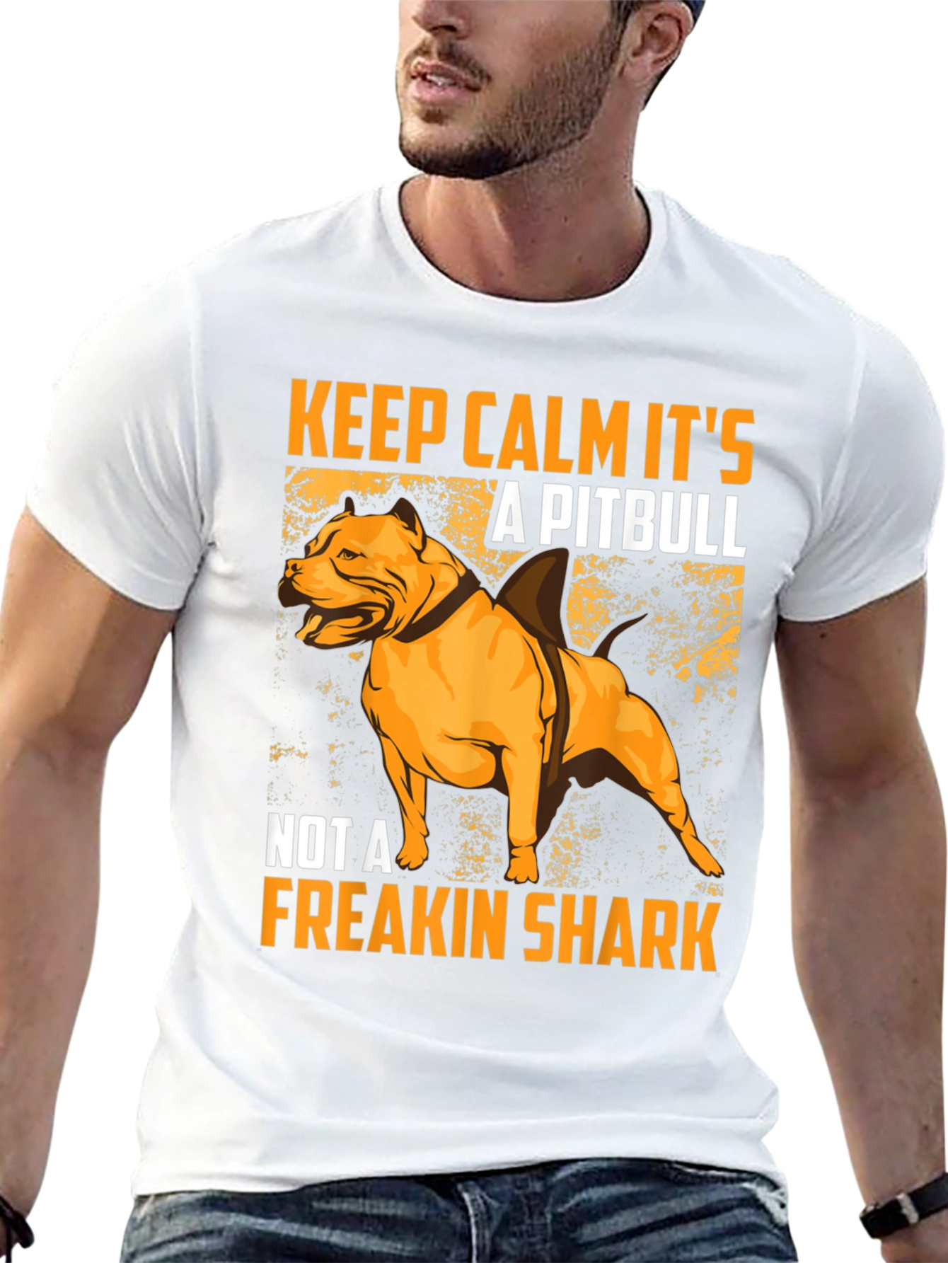 Black Pitbull Shark Humor Graphic T-Shirt view 13