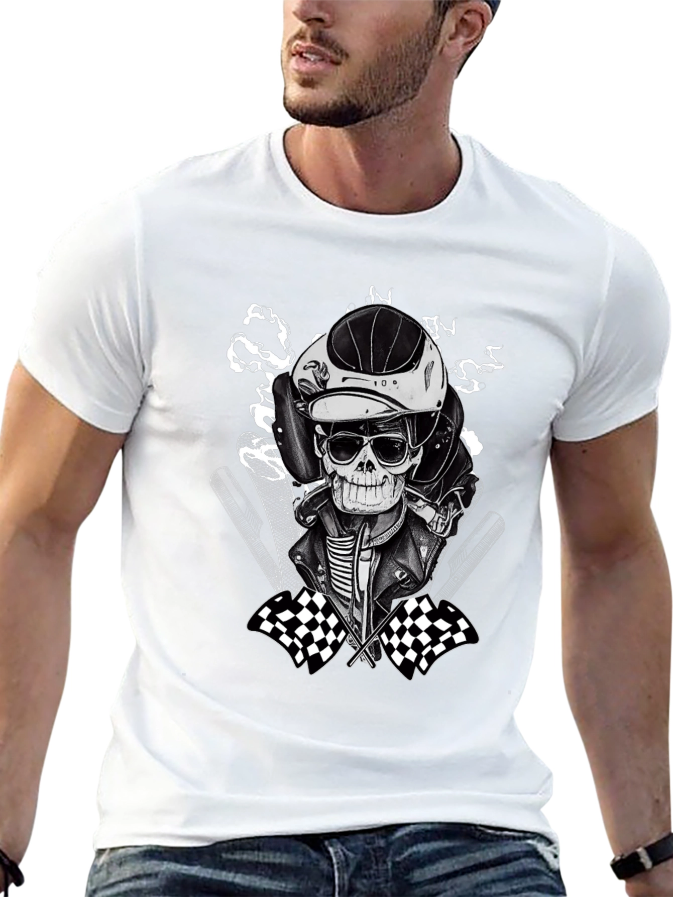 Black Racer Skeleton Graphic Tee view 13