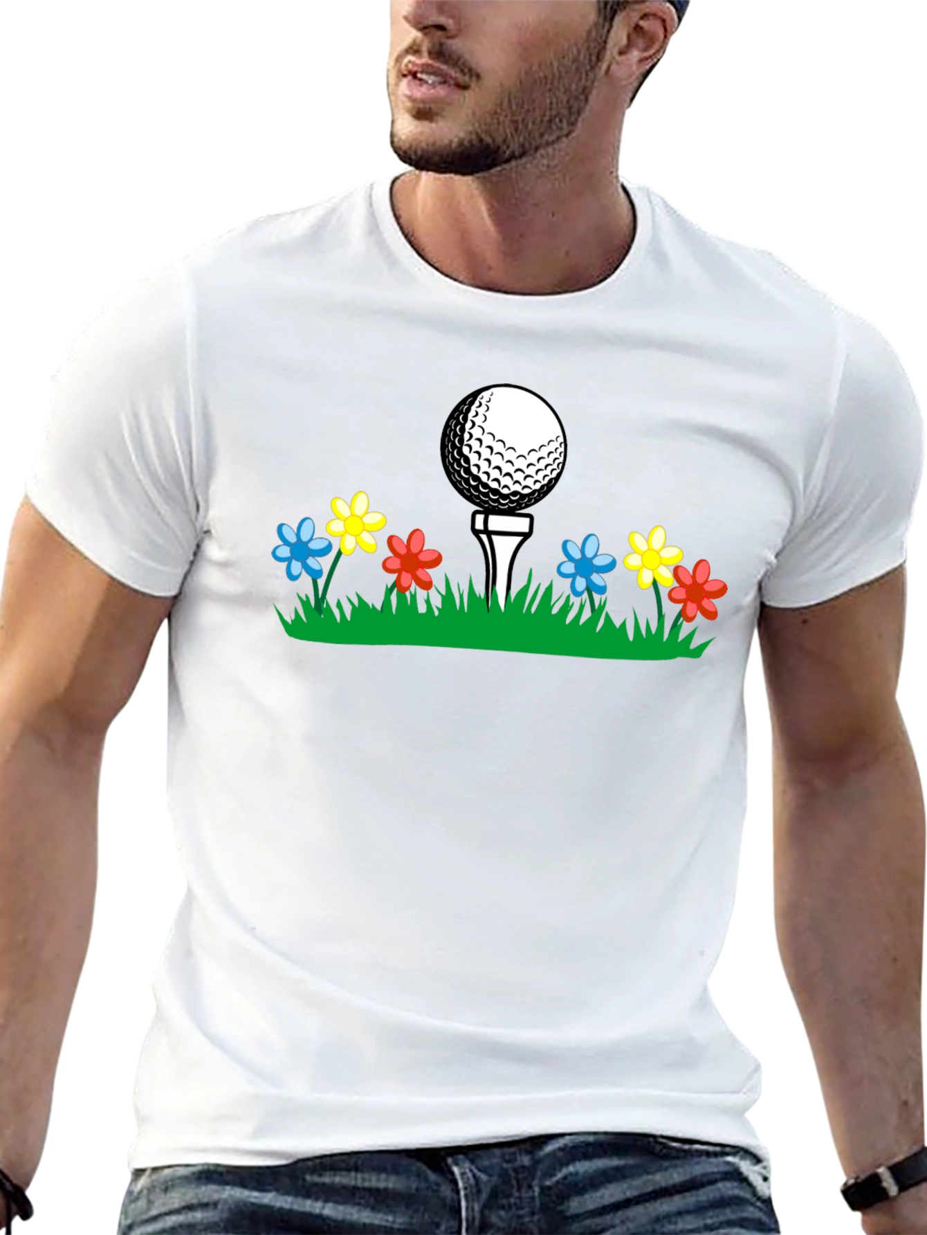 Black Golf Ball Tee Flower T-Shirt view 13