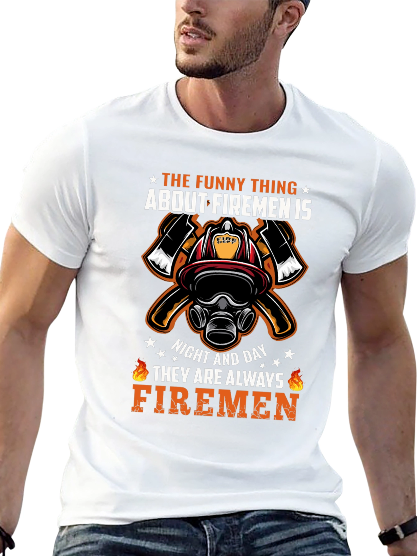 Black Firemen Graphic T-Shirt - Always Firemen Design view 13