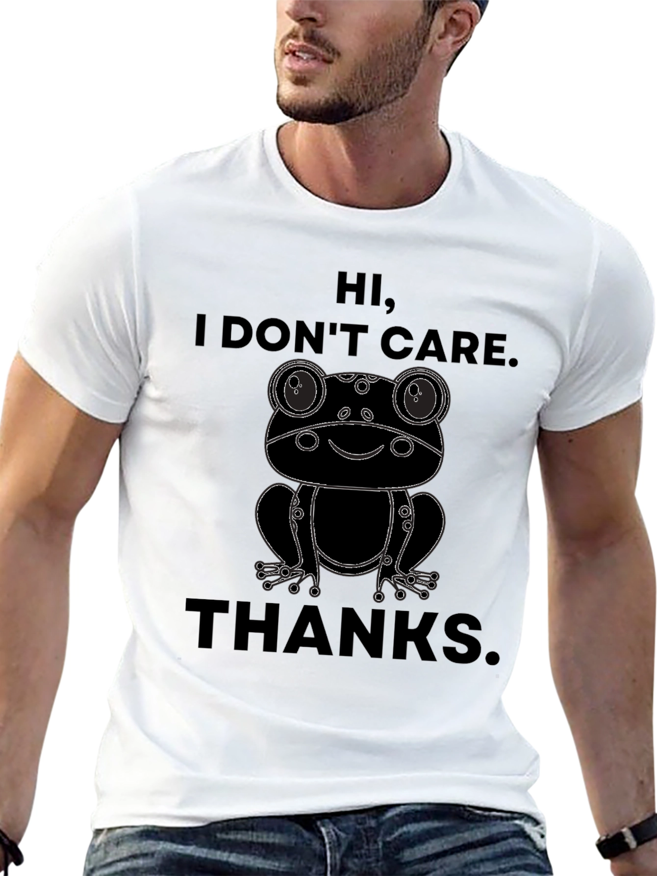 Black Hi, I Don't Care Frog Graphic T-Shirt view 13