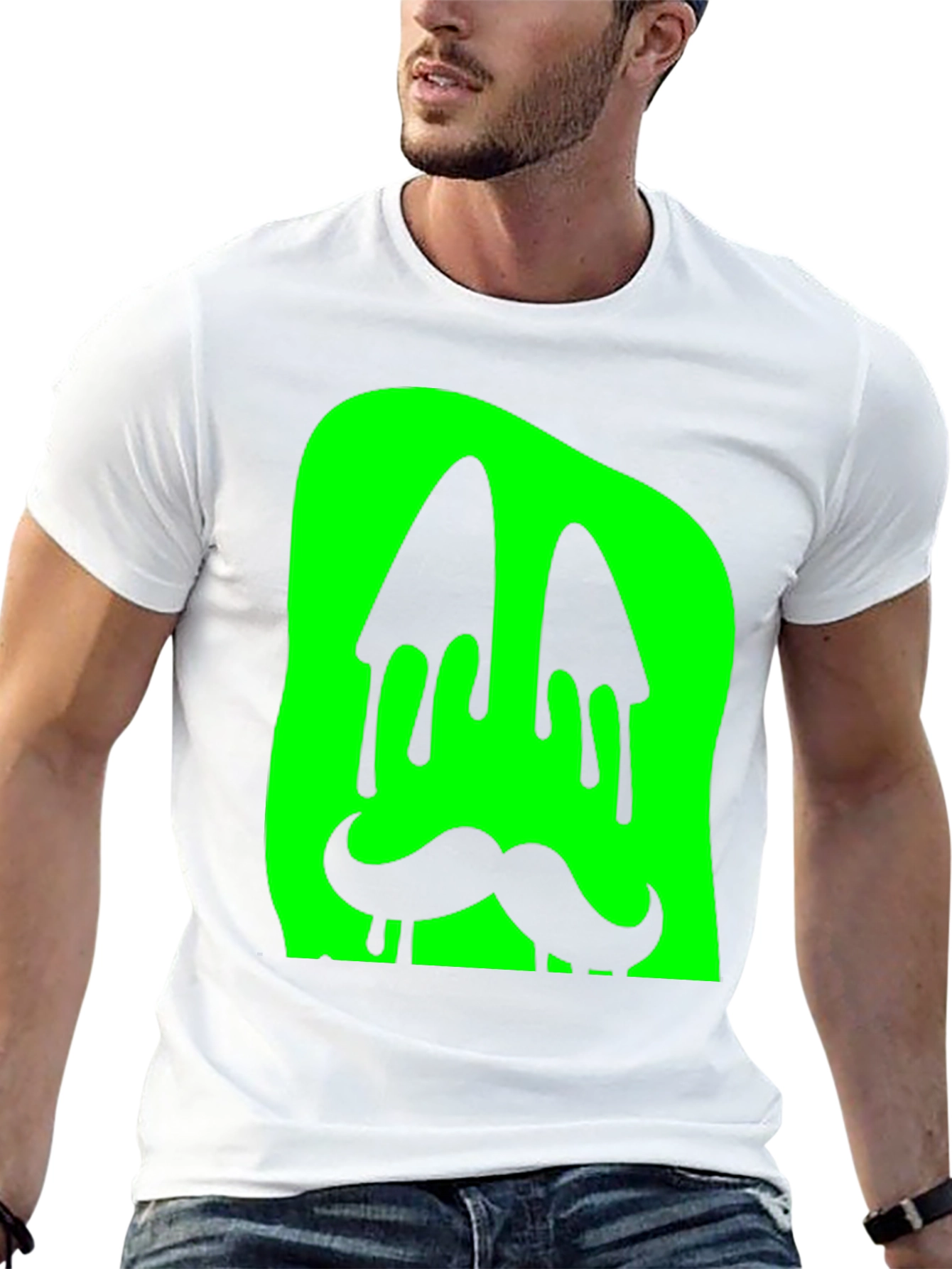 Black Green Slime Monster Face Graphic T-Shirt view 13