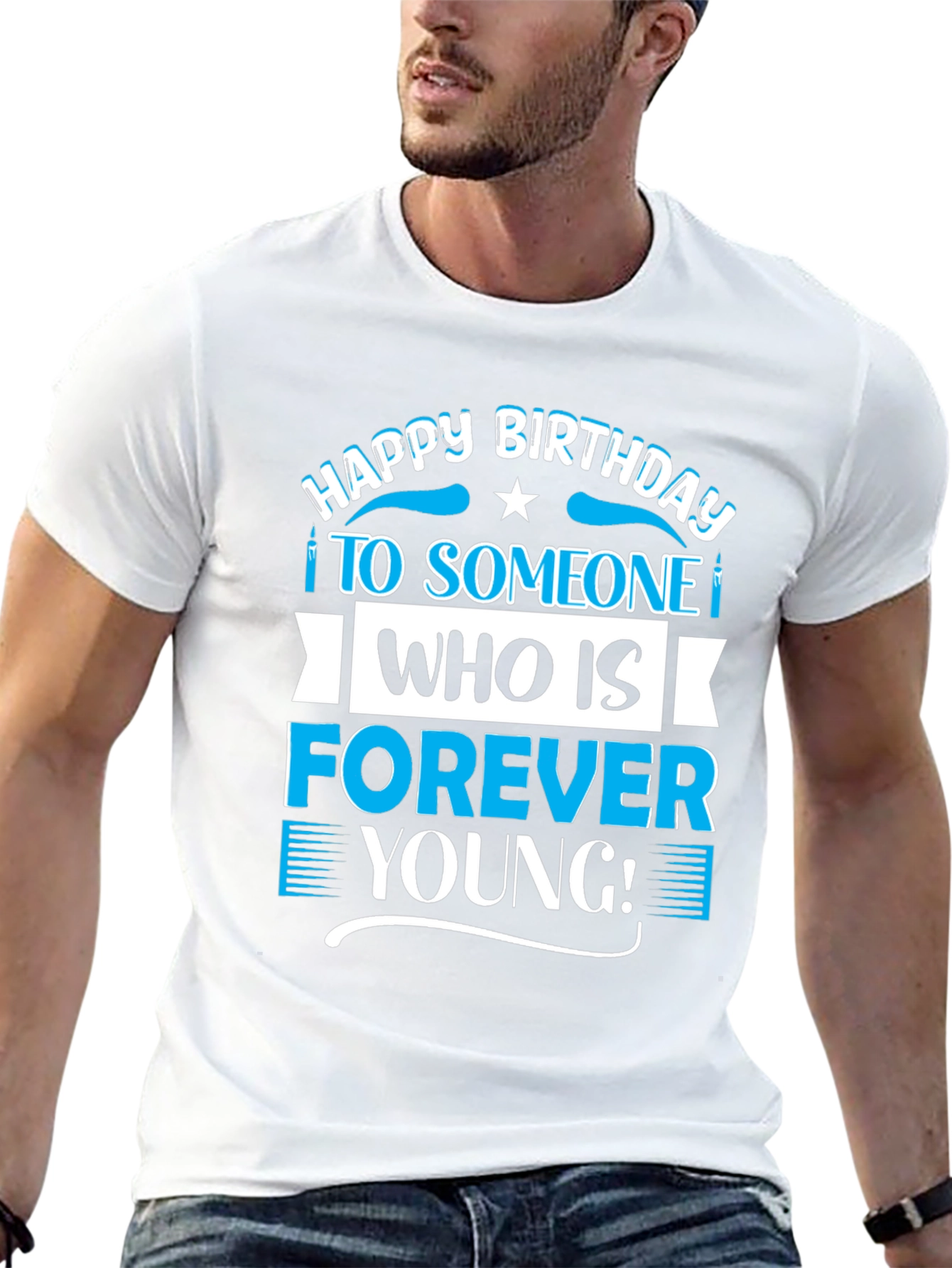 Black Happy Birthday Forever Young T-Shirt view 13